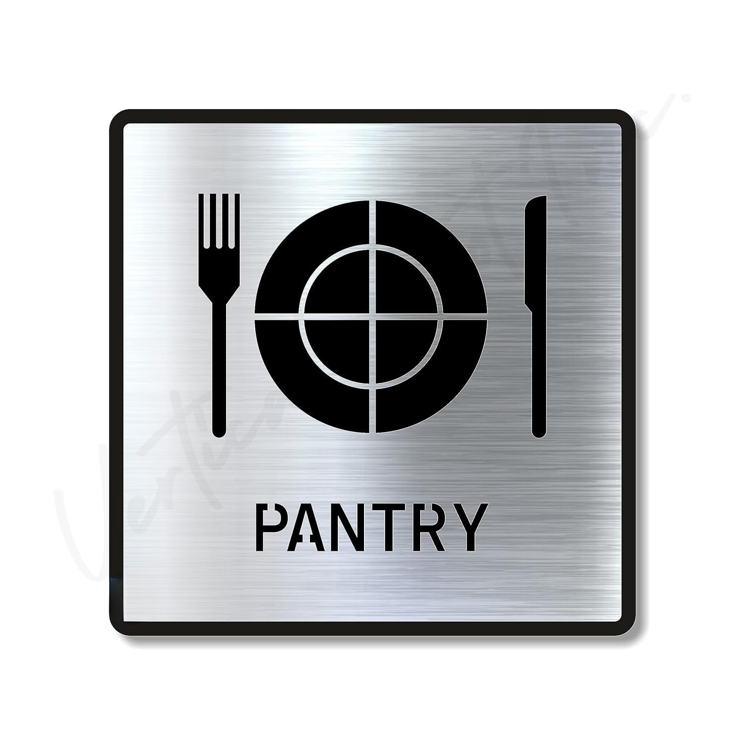 Brushed Silver Acrylic Door Sign – 5.8 Inch Square with 3M Self-Adhesive