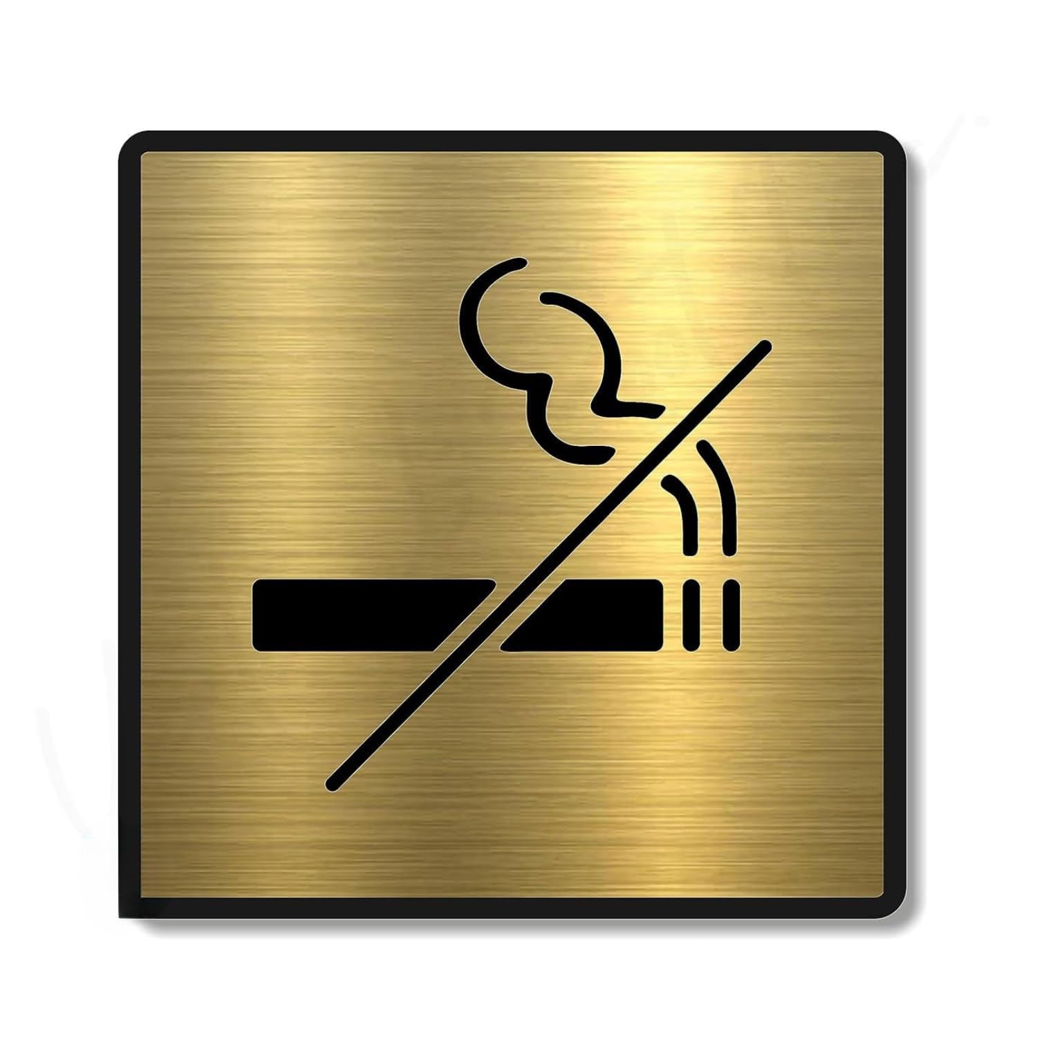 Brushed Gold No Smoking Round Sign – Premium Acrylic 5.8 Inch Self-Adhesive Safety Sign