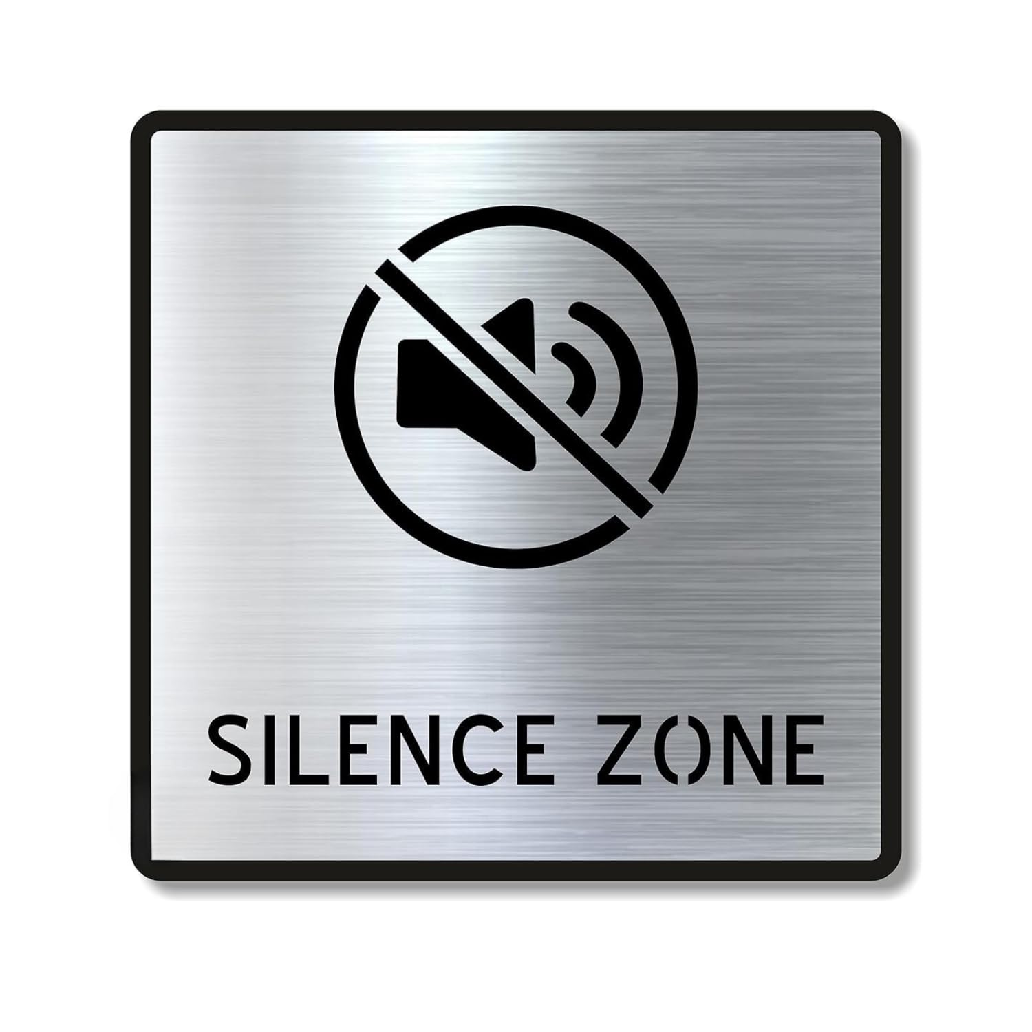 Premium Brushed Silver Finish Acrylic SILENCE ZONE Sign | Modern Office Signage