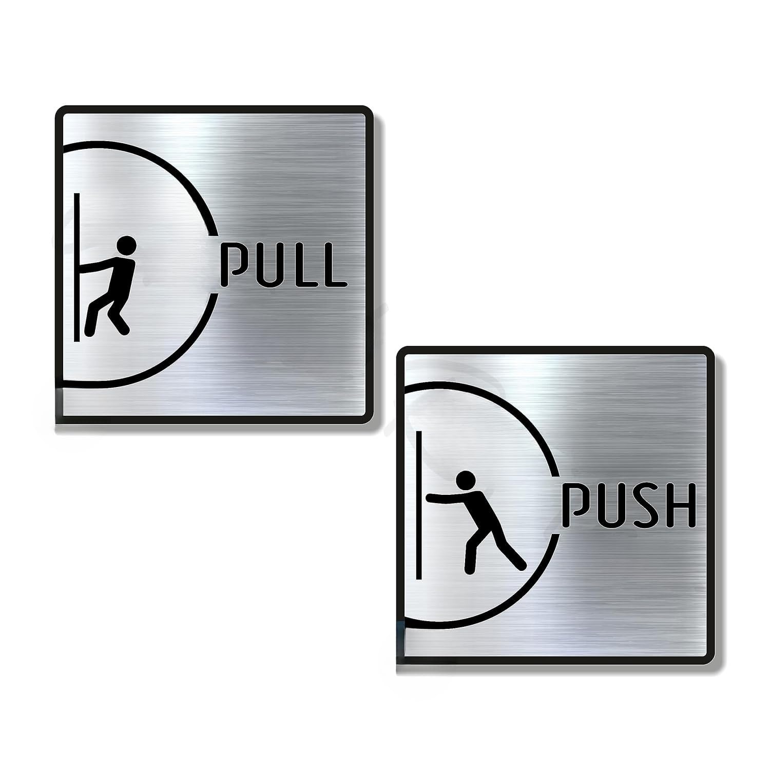 Premium Acrylic PUSH PULL Door Sign 6 x 6 Inch | Clear Instruction Signage