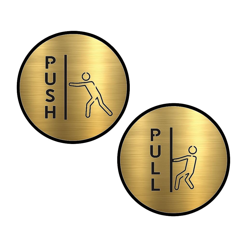 Clear & Bold PUSH PULL Door Sign | Self-Adhesive Commercial Signage