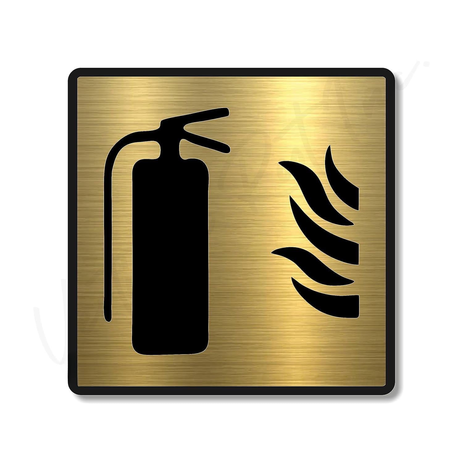Brushed Gold FIRE EXTINGUISHER Sign – Premium Acrylic Safety Sign with 3M Self-Adhesive