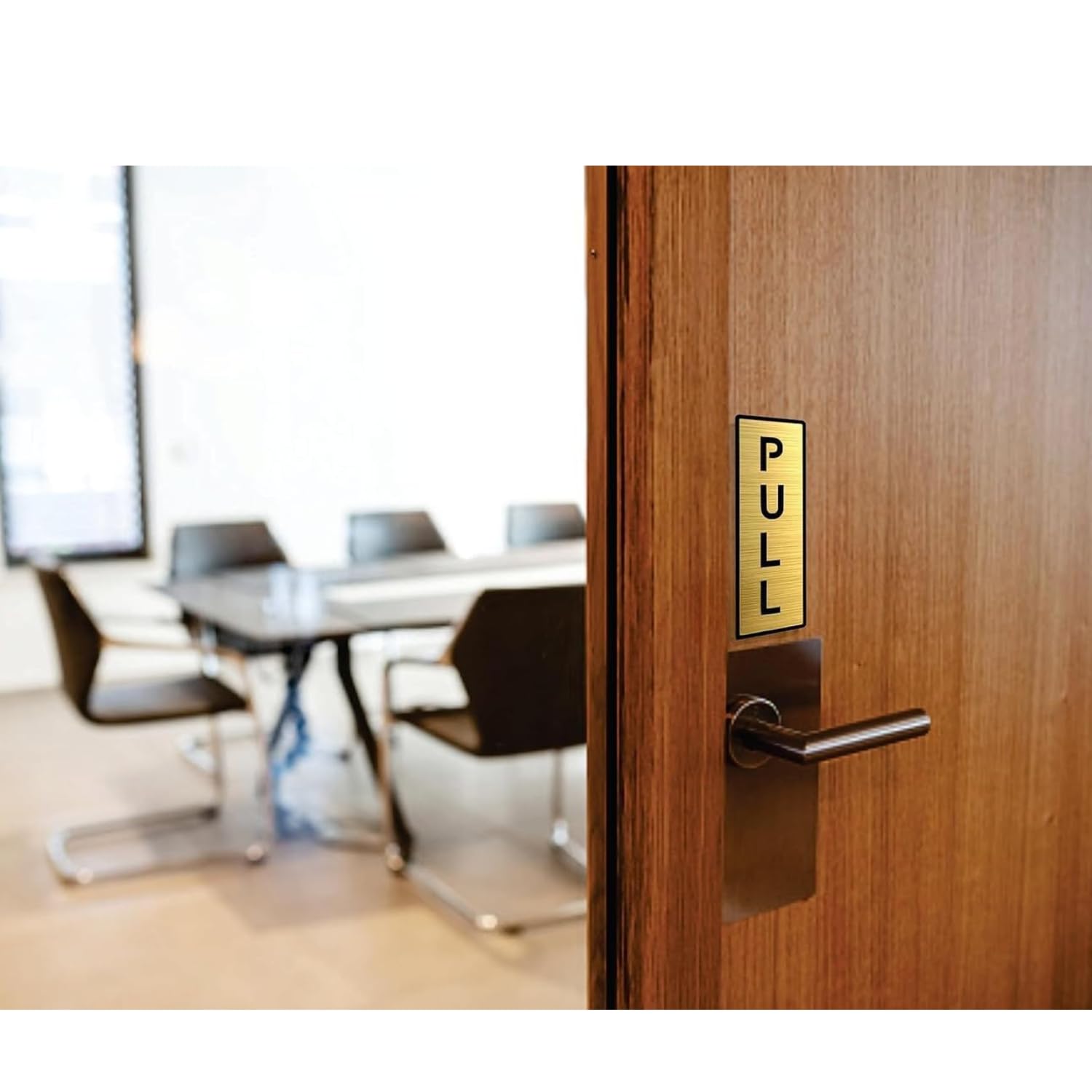 Brushed Gold Vertical PUSH & PULL Door Sign Set – Waterproof Acrylic Self-Adhesive Signage