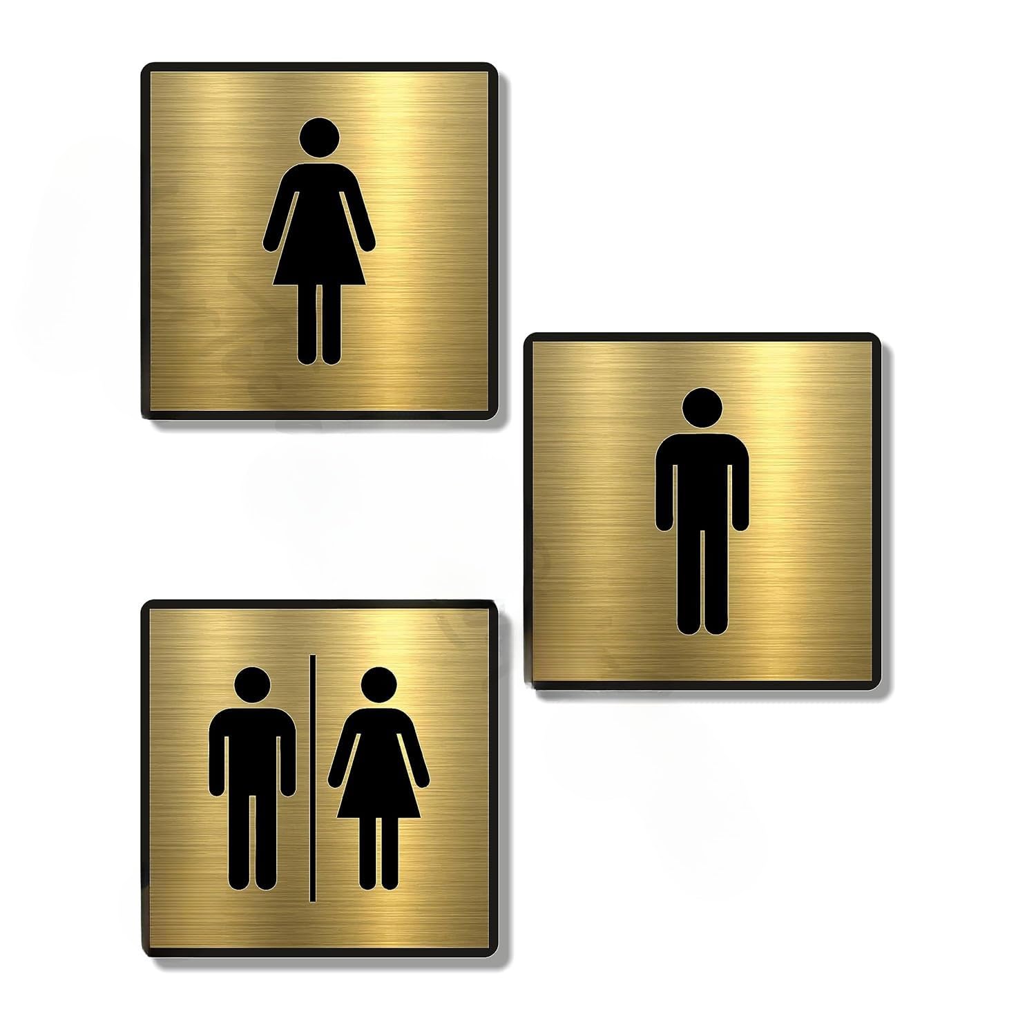 Premium Silver Brush Finish Acrylic Men & Women Washroom Sign | Professional Door
