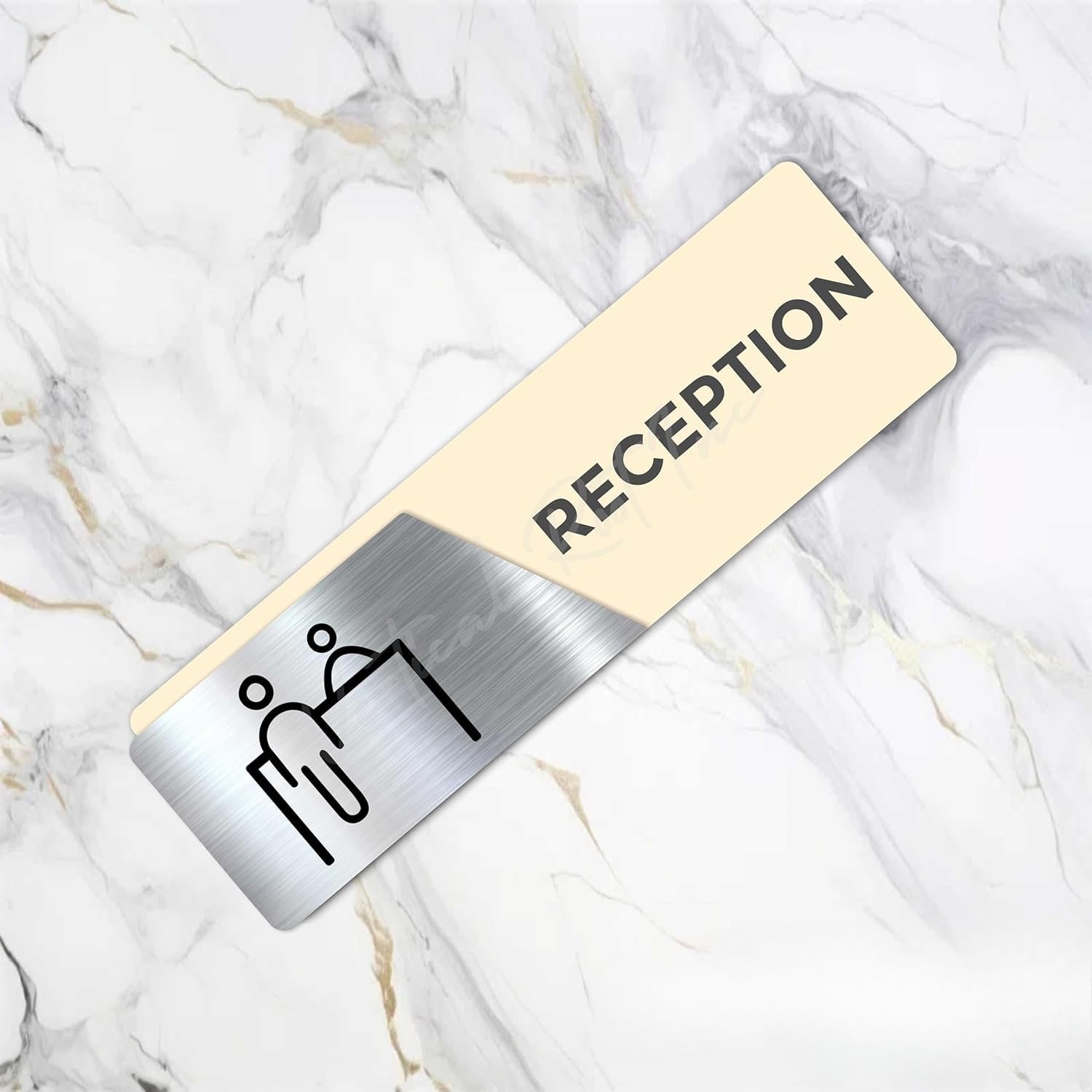 Premium Cream & Brushed Silver Finish Acrylic Door Sign | 10 x 3 Inch Professional Signage