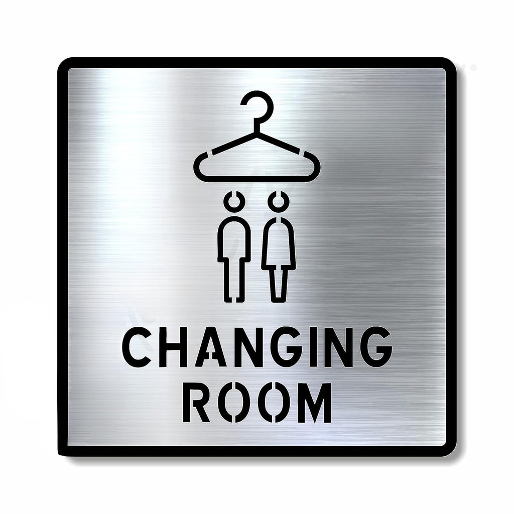 Premium Brush Steel Finish Acrylic CHANGING ROOM Sign | Modern Facility Signage