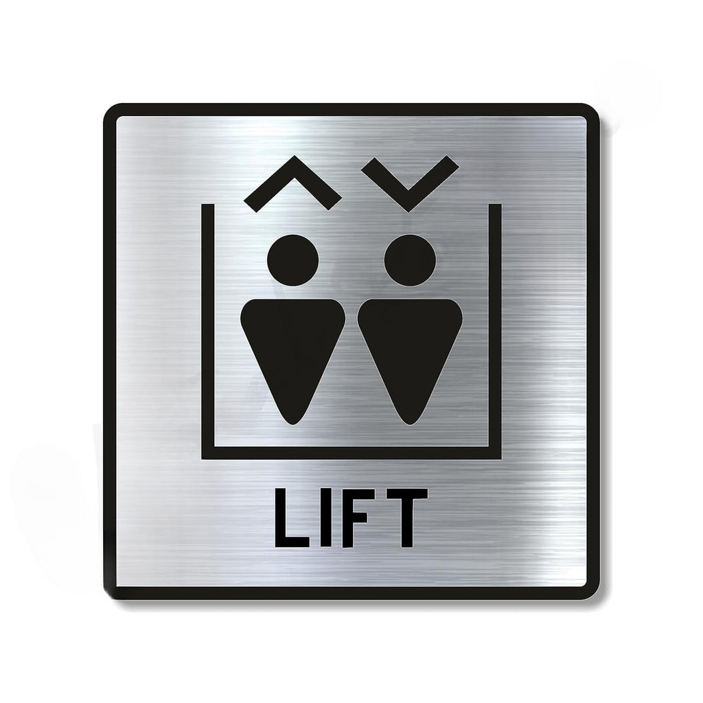 Premium Silver Brush Finish Acrylic LIFT Sign | 5.8 Inch Elevator Signage