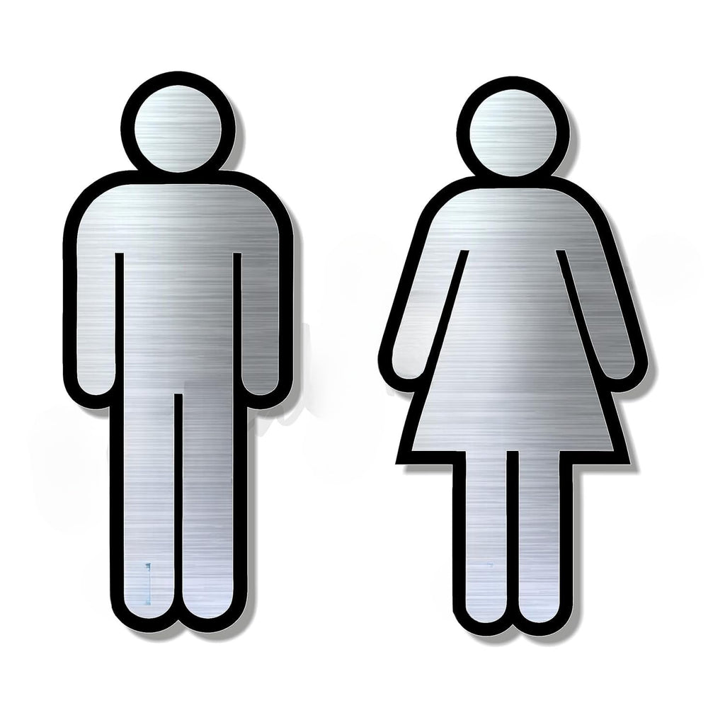 Premium Black & Brush Steel Finish Acrylic Men & Women Washroom Sign | Modern Restroom Signage