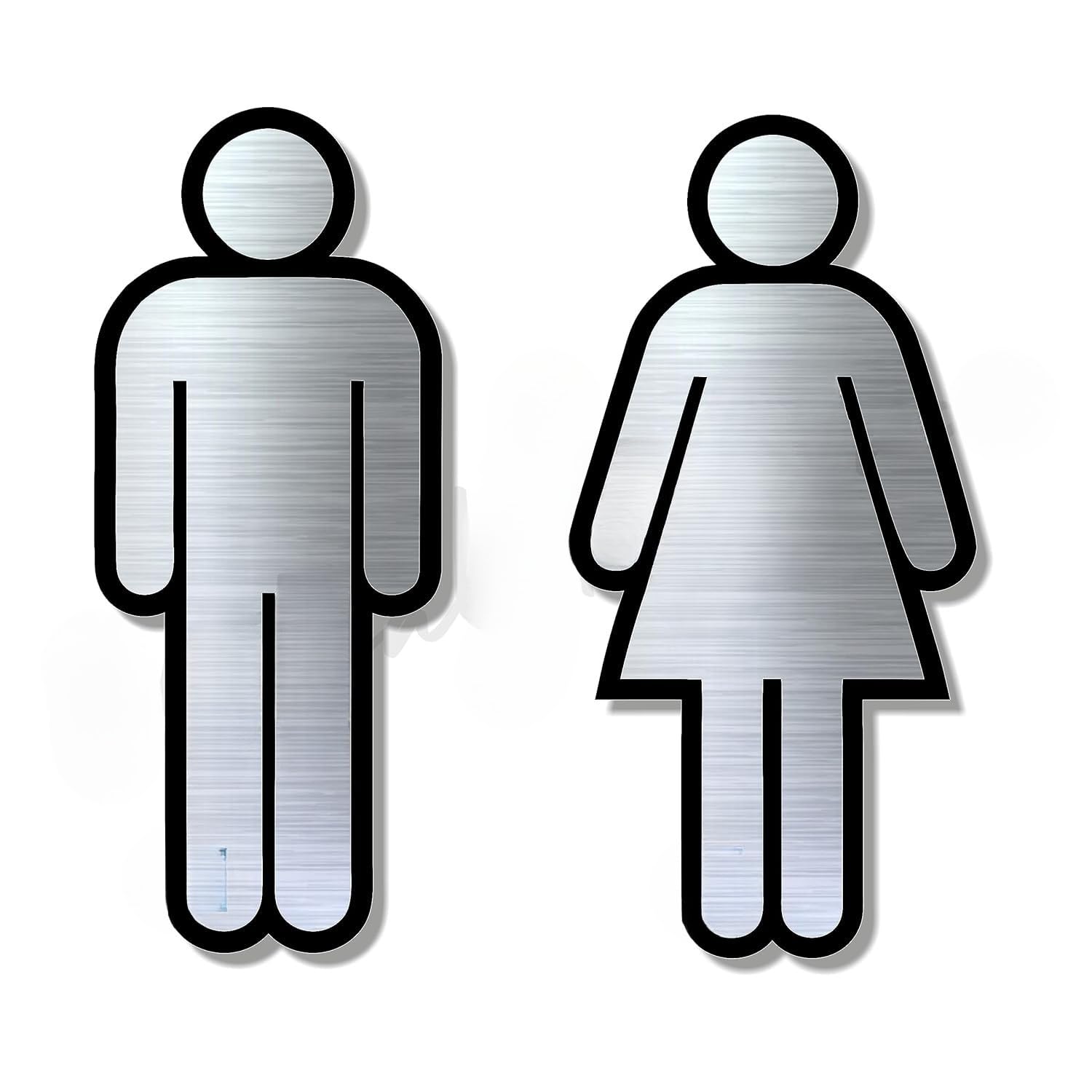 Premium Black & Brush Steel Finish Acrylic Men & Women Washroom Sign | Modern Restroom Signage