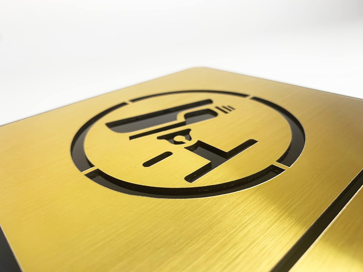 Brushed Gold CCTV Surveillance Warning Sign – Waterproof Acrylic Security Board with Self-Adhesive