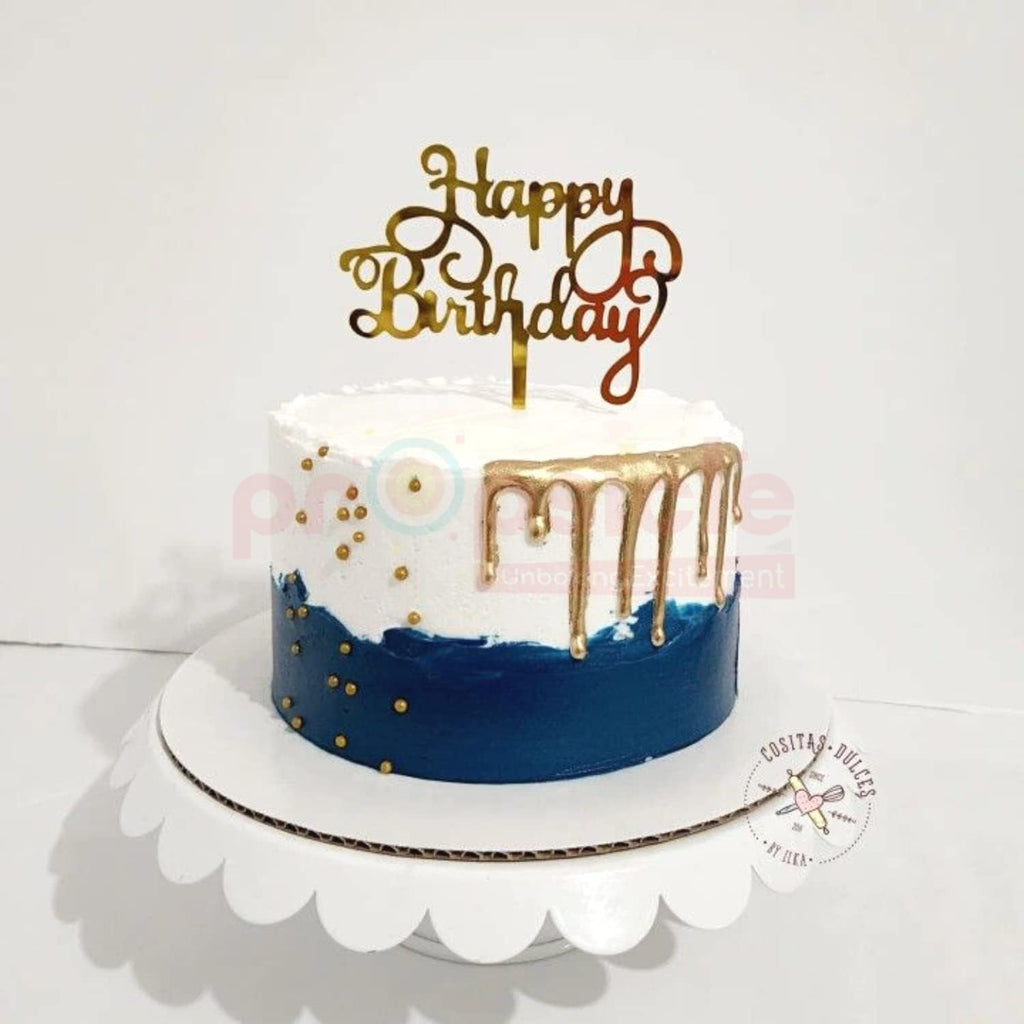 Elegant Golden Cake Decoration with Curvaceous Text