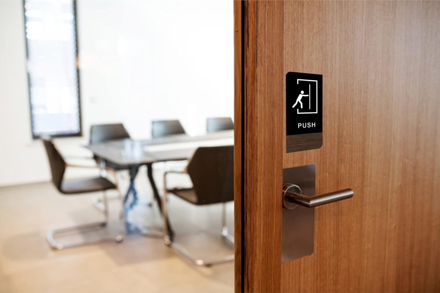Premium Black Wooden Texture Acrylic Door Sign | 6 x 3 Inch Professional Signage