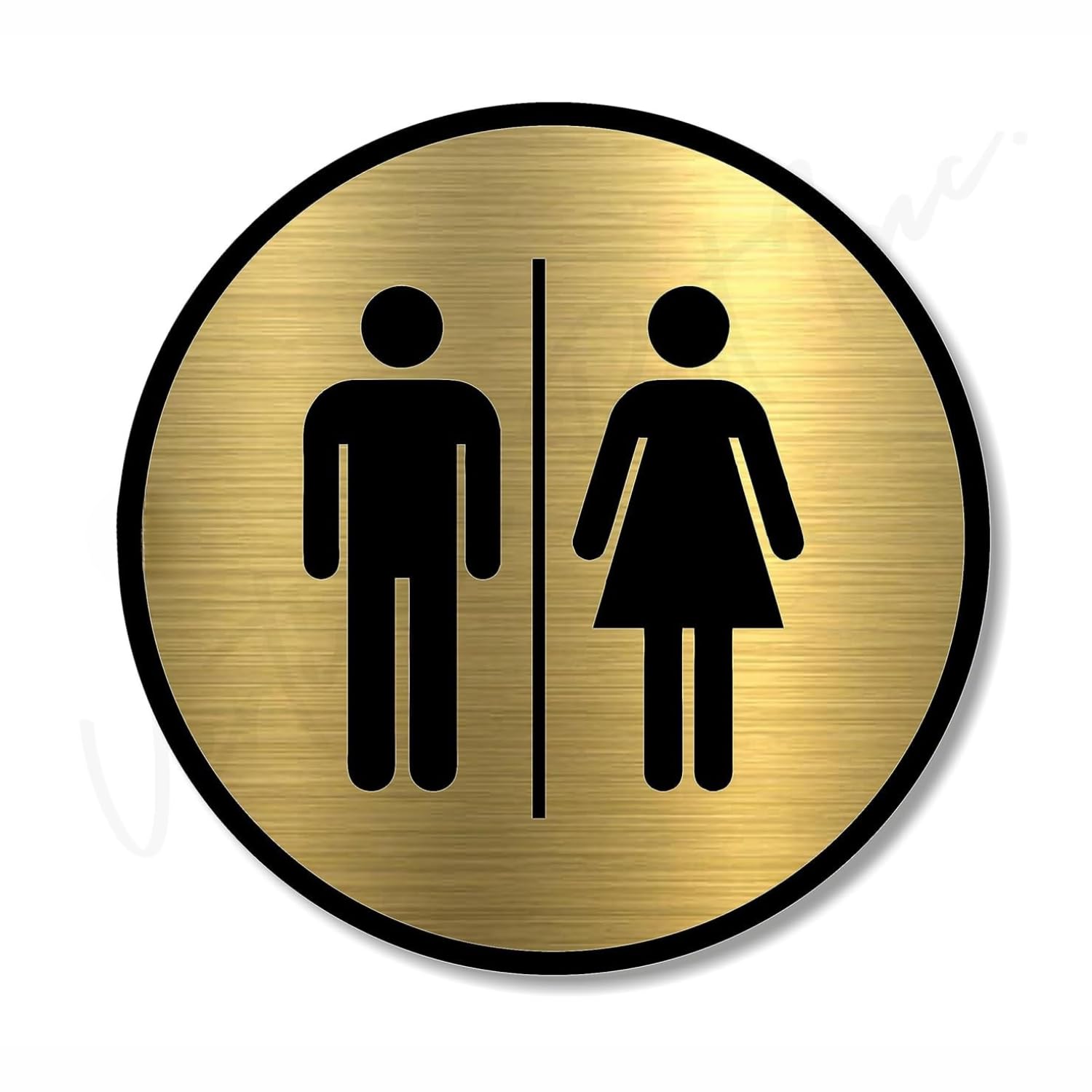 Brushed Gold Unisex Washroom Sign – Acrylic Restroom Sign with 3M Self-Adhesive