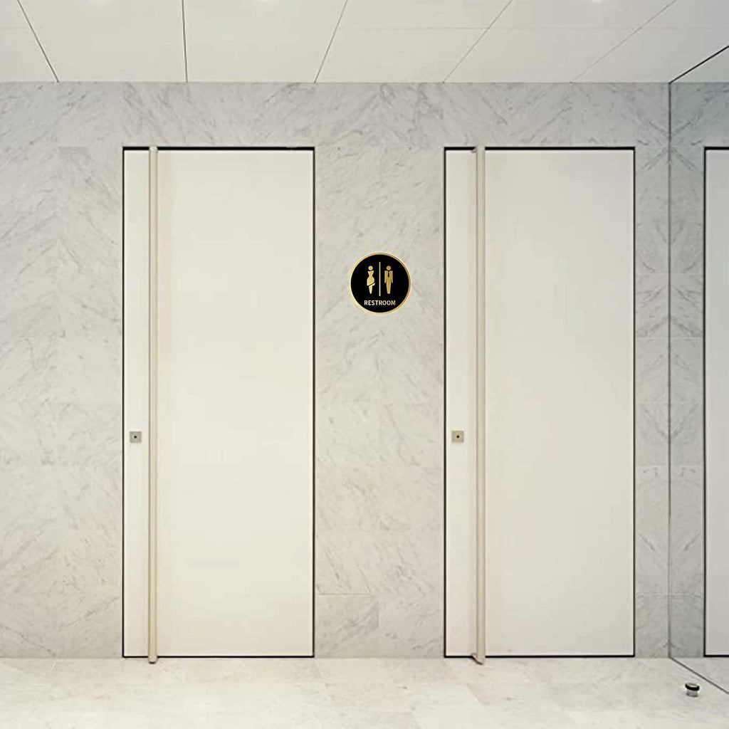 : RESTROOM Door Sign Board – 6 x 6 Inch Square Self-Adhesive Identification Sign