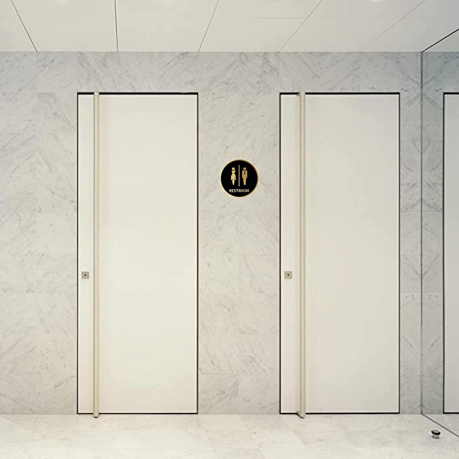 : RESTROOM Door Sign Board – 6 x 6 Inch Square Self-Adhesive Identification Sign