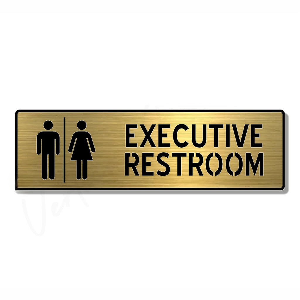 Elegant Brushed Gold Finish Acrylic Washroom Sign | 3 x 10 Inch Door Signage