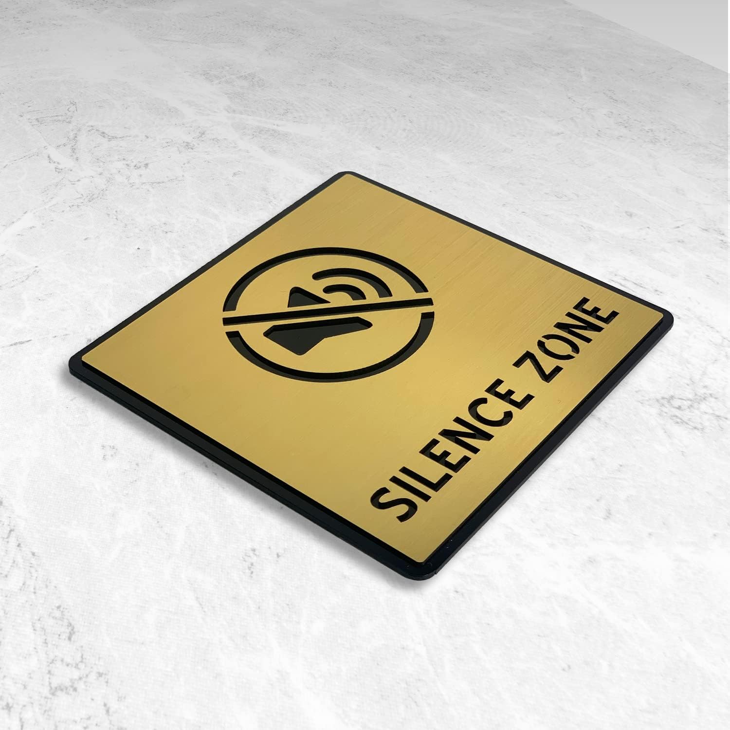 Premium Gold Brush Finish Acrylic SILENCE Sign | Elegant Professional Signage