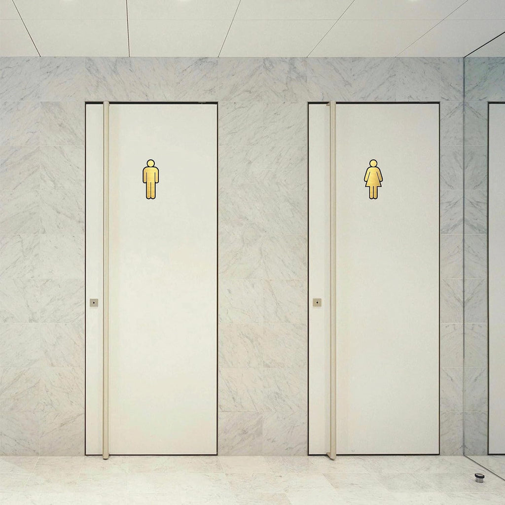 Premium Brushed Gold Finish Acrylic Men & Women Washroom Sign | 7 Inch