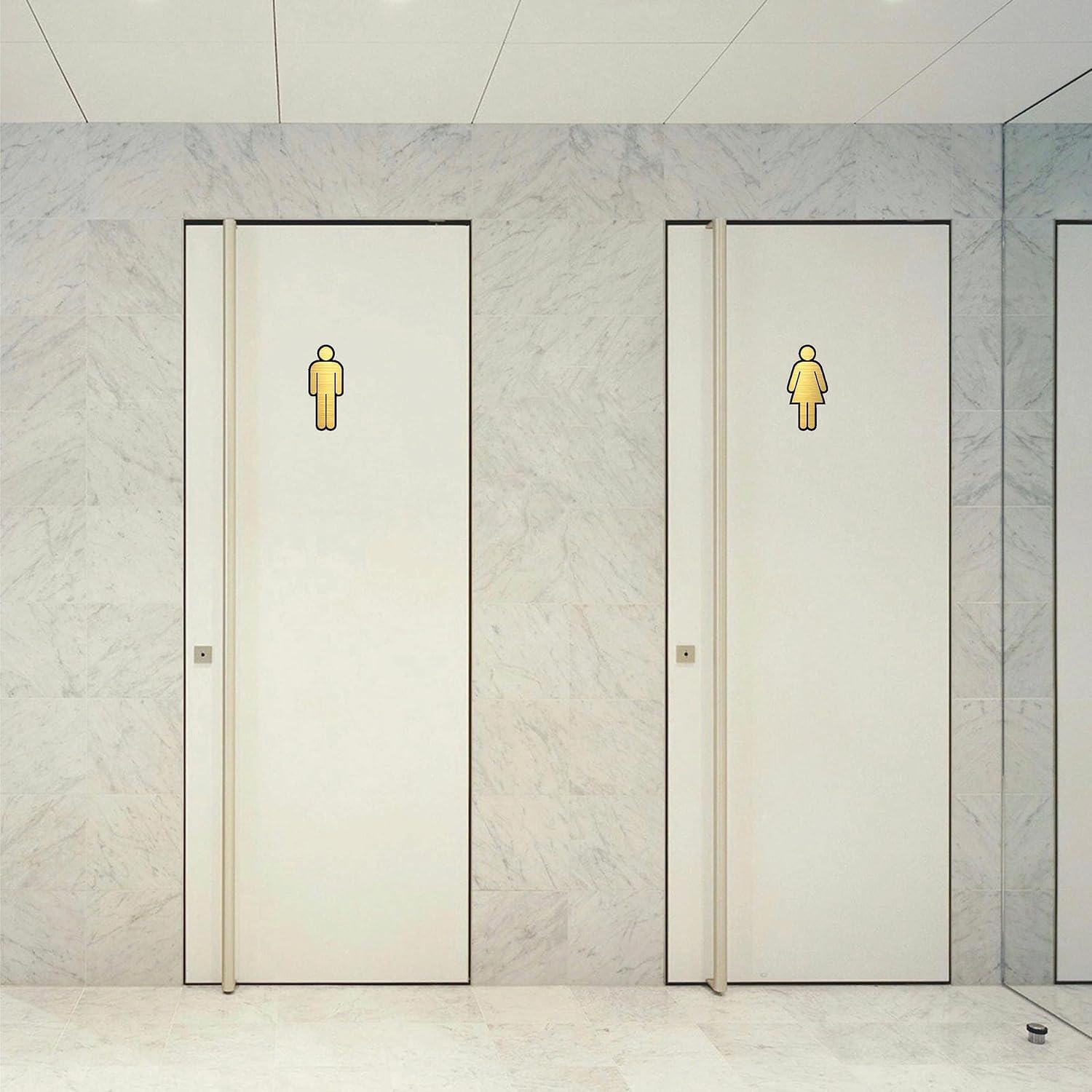 Premium Brushed Gold Finish Acrylic Men & Women Washroom Sign | 7 Inch