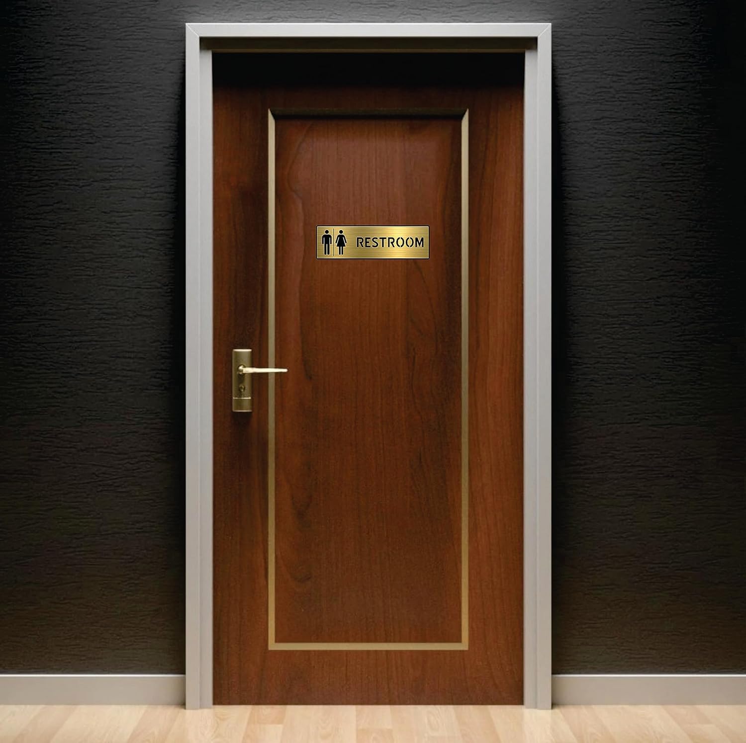 Brushed Gold RESTROOM Door Sign – Premium Acrylic Washroom Sign with 3M Self-Adhesive