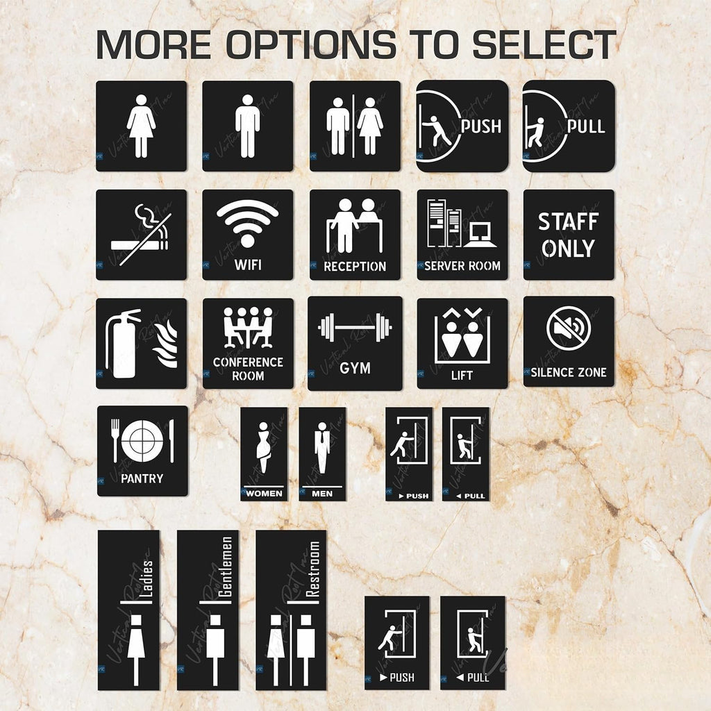 MEN WOMEN WASHROOM Door Sign – 6 x 3 Inch Self-Adhesive Restroom Identification Board