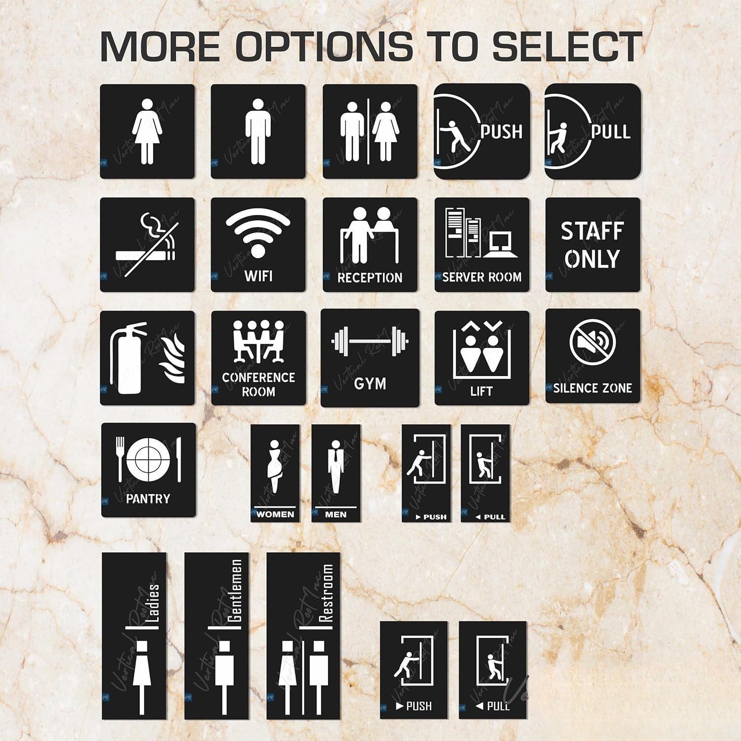 MEN WOMEN WASHROOM Door Sign – 6 x 3 Inch Self-Adhesive Restroom Identification Board