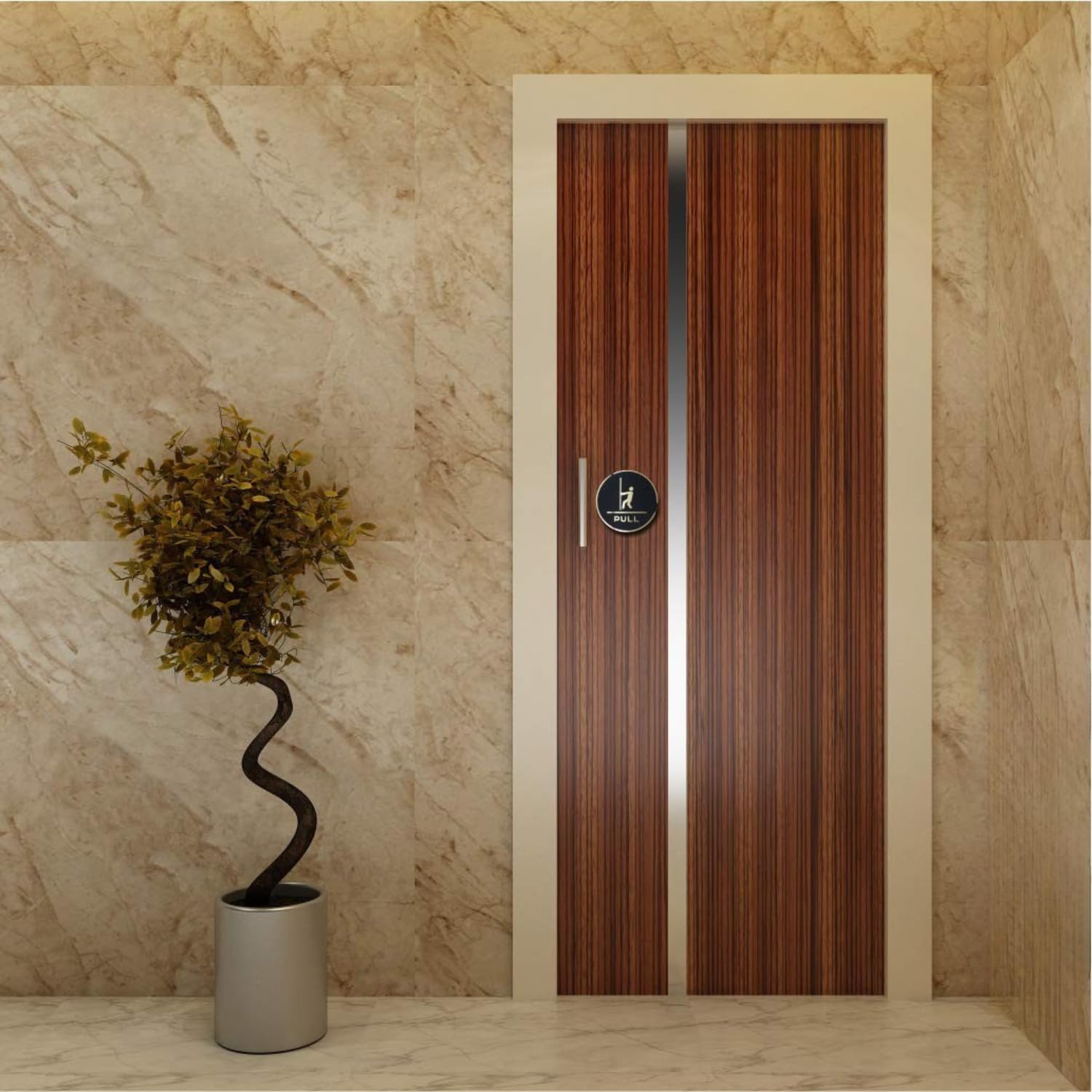 Gold & Black PUSH & PULL Door Sticker Set – Premium Waterproof Self-Adhesive Round Sign