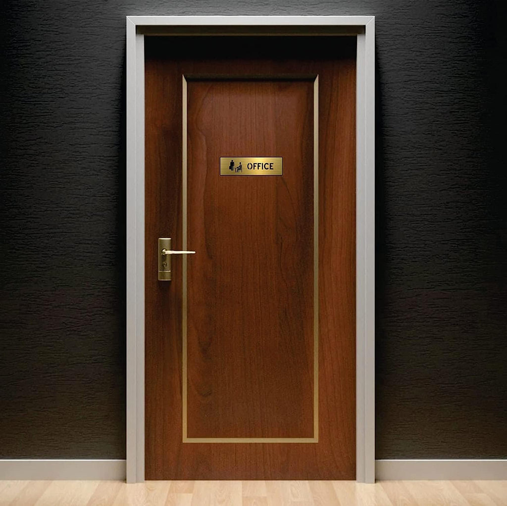 Brushed Gold Acrylic Sign Board – Premium Lightweight Door & Wall Sign with 3M Self-Adhesive