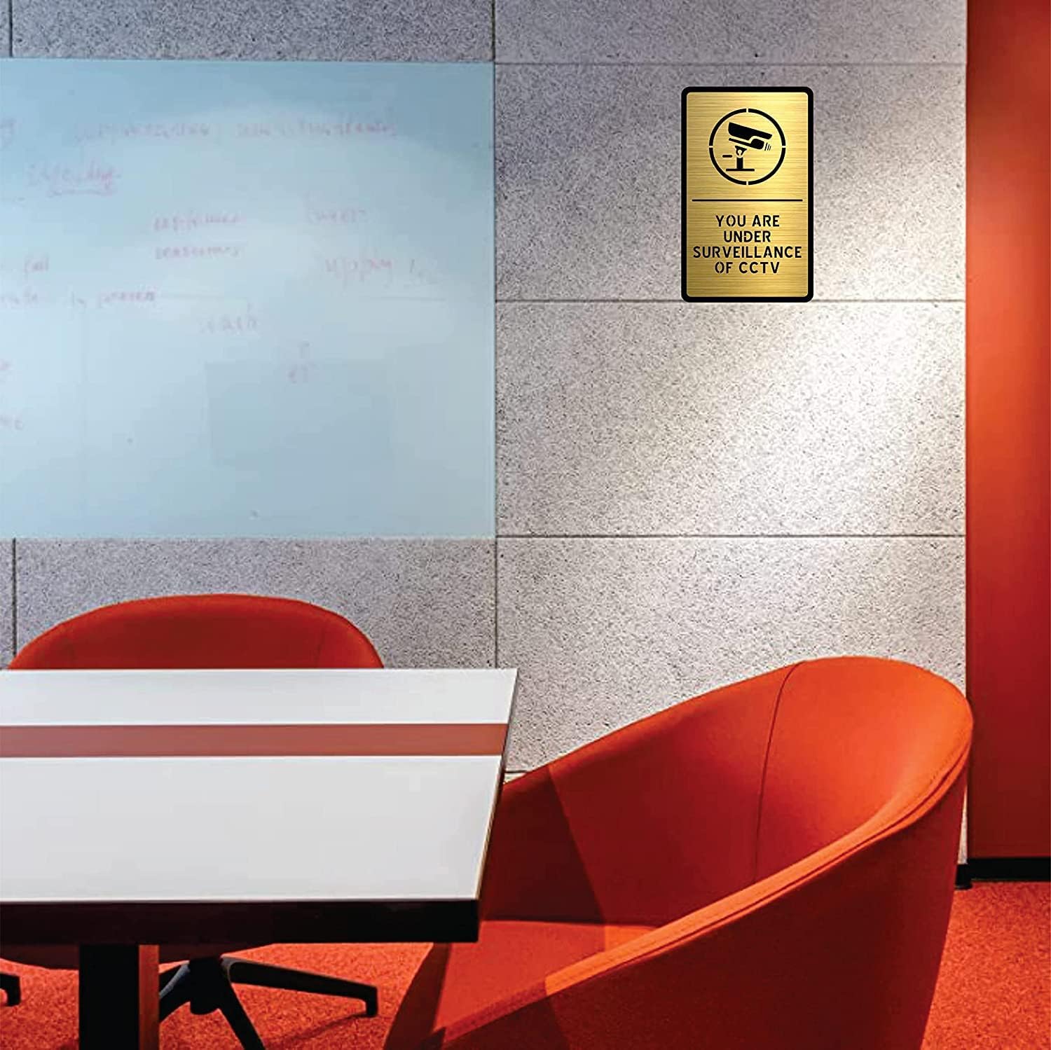 Brushed Gold Acrylic CCTV in Operation Sign Board – 5.5 x 9 Inch Premium Surveillance Notice for Office, Shop & Commercial Spaces