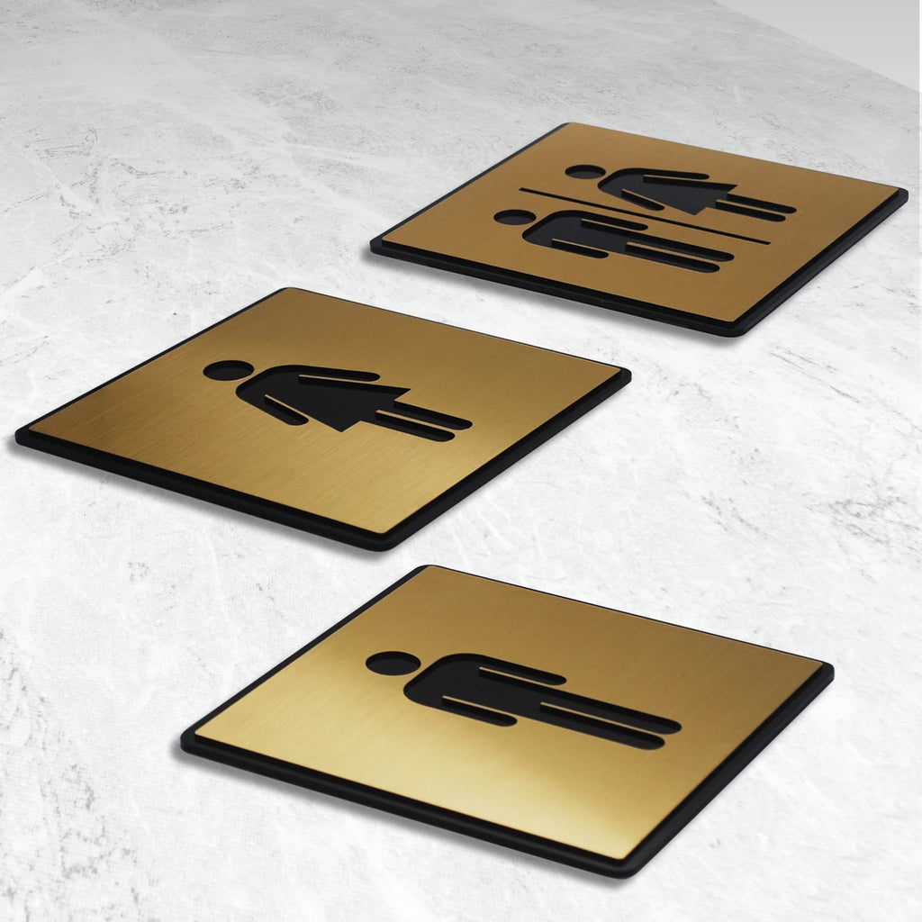 Premium Silver Brush Finish Acrylic Men & Women Washroom Sign | Professional Door