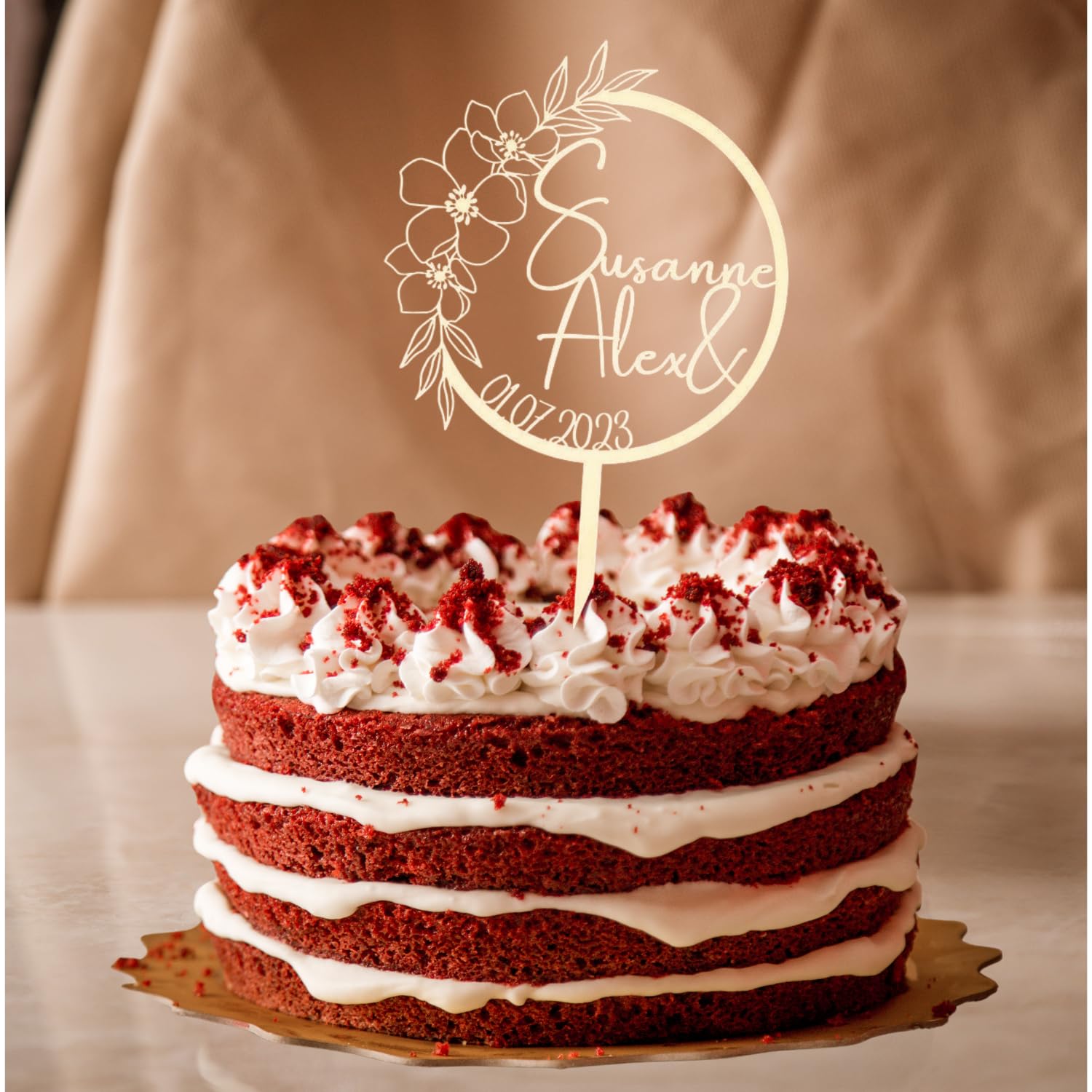 Wedding Cake Topper with Custom Names and Date