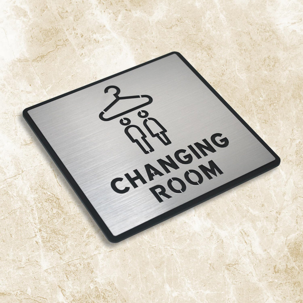 Premium Brush Steel Finish Acrylic CHANGING ROOM Sign | Modern Facility Signage