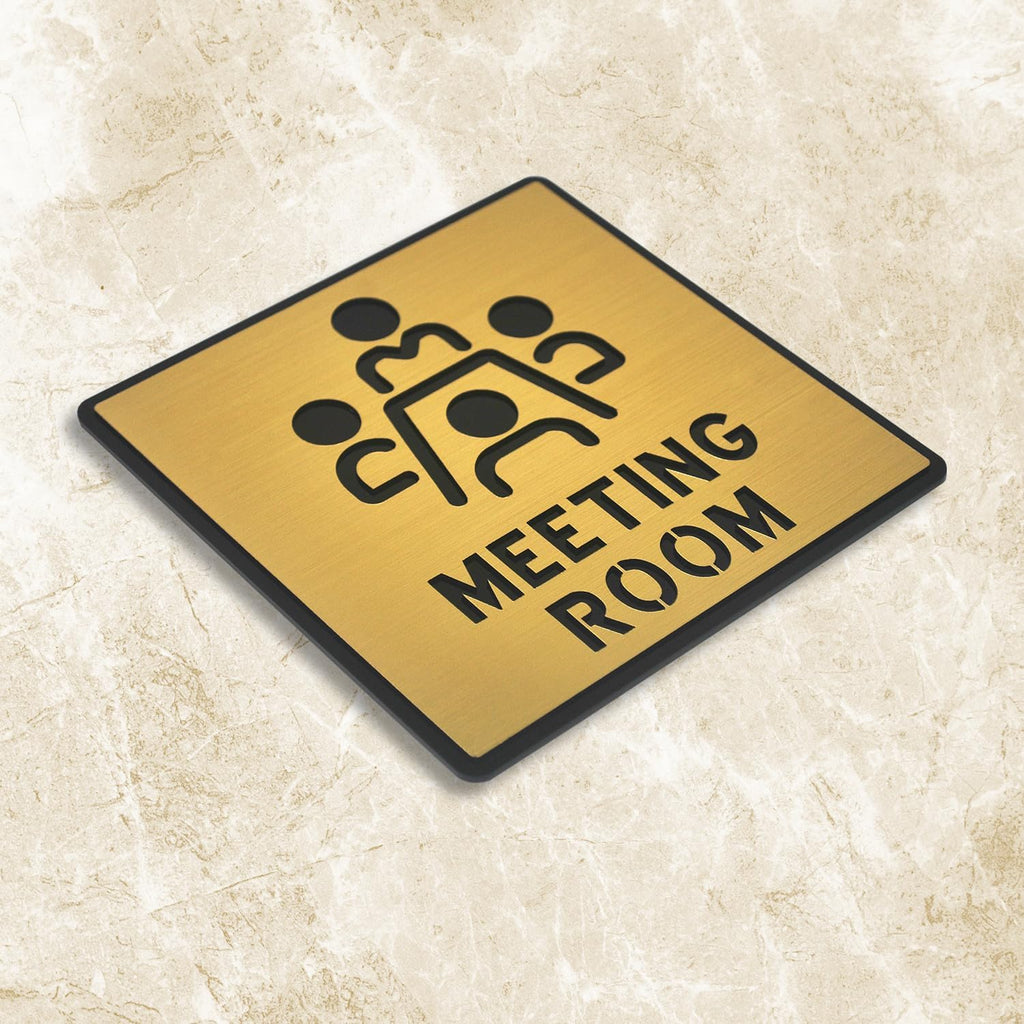 Premium Brushed Gold Finish Acrylic MEETING ROOM Sign | Elegant Office Signage