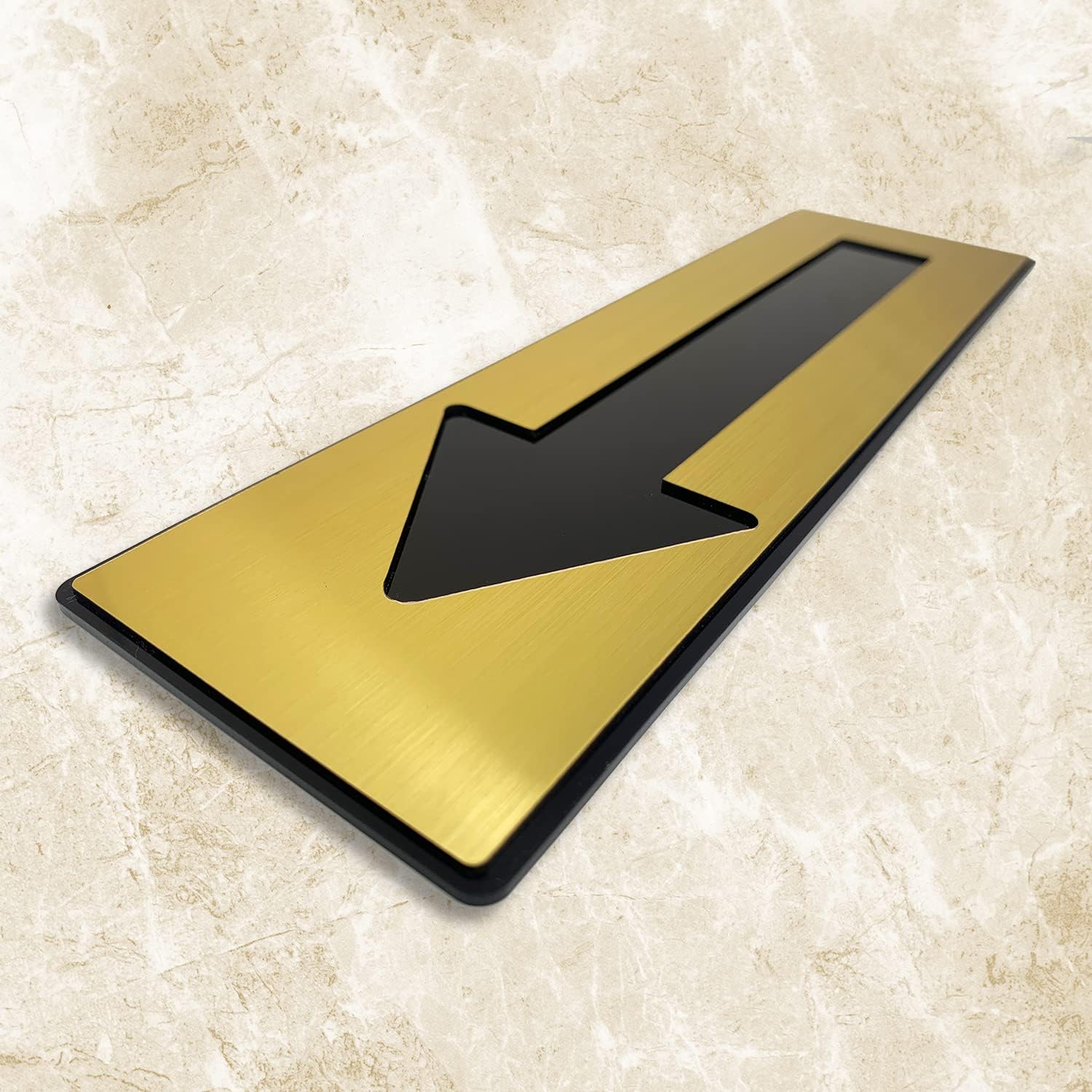 Black & Gold Arrow Direction Sign Board – 10 x 3 Inch Premium Wayfinding Sign