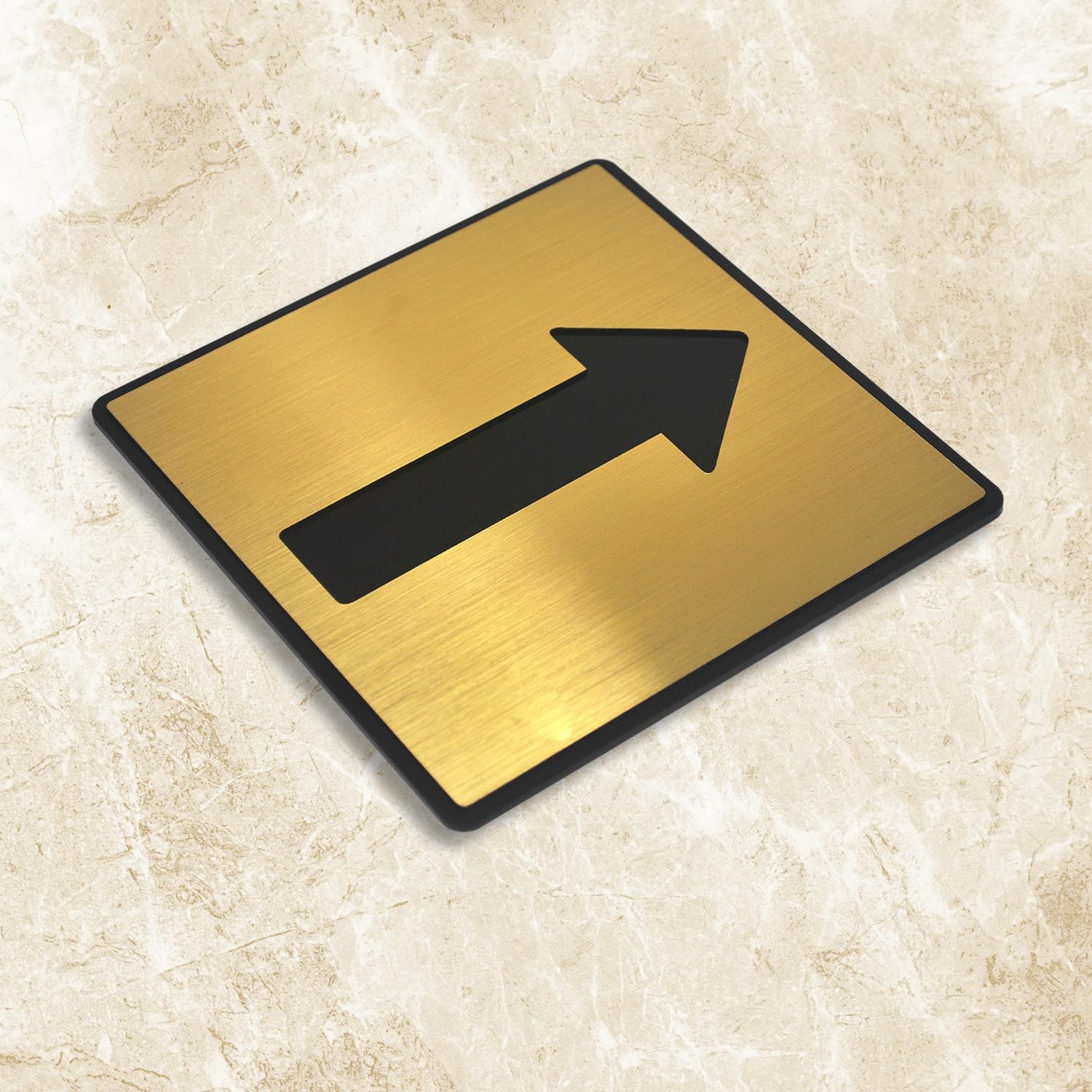 Premium Brushed Gold Finish Acrylic Direction Arrow Sign | Modern Wayfinding Signage