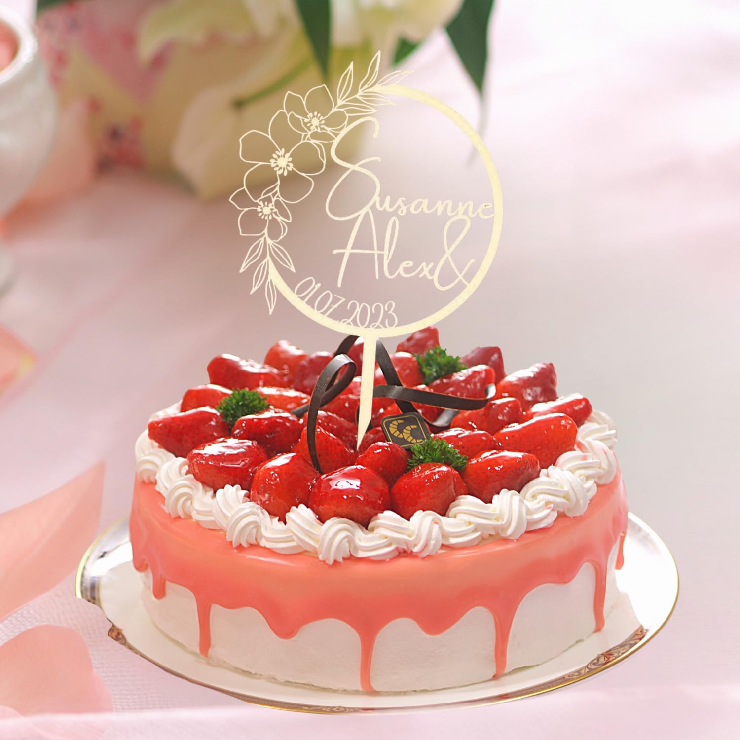 Wedding Cake Topper with Custom Names and Date