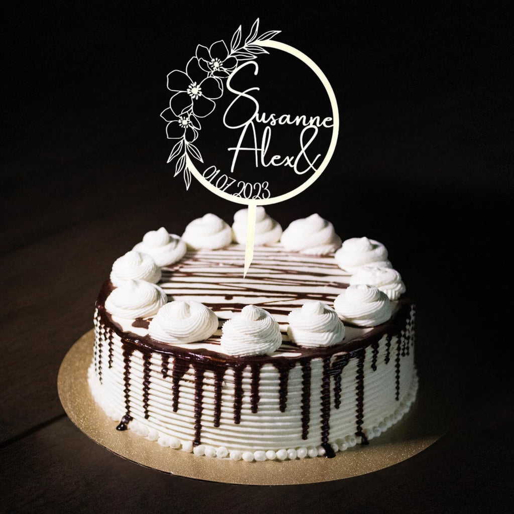 Wedding Cake Topper with Custom Names and Date