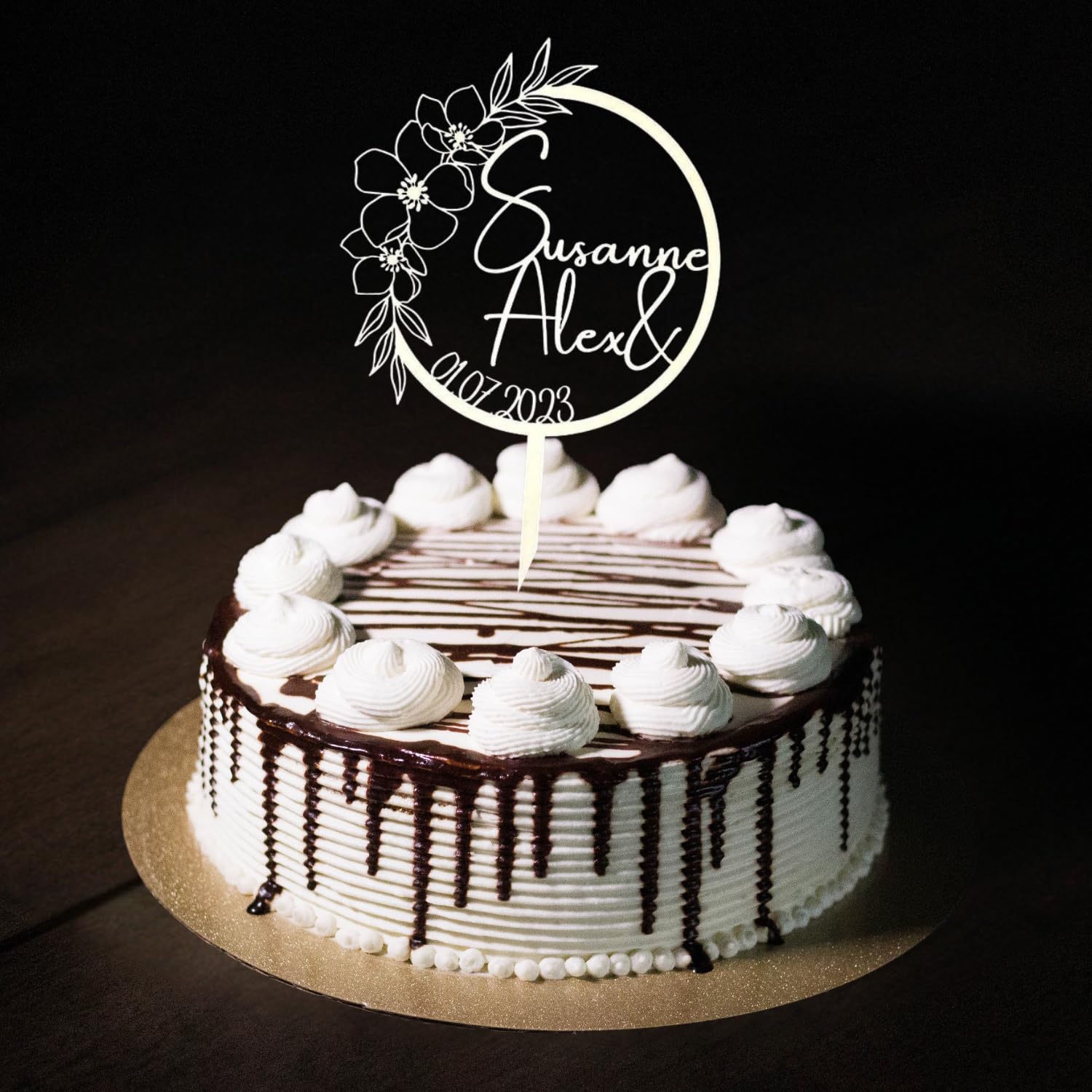 Wedding Cake Topper with Custom Names and Date