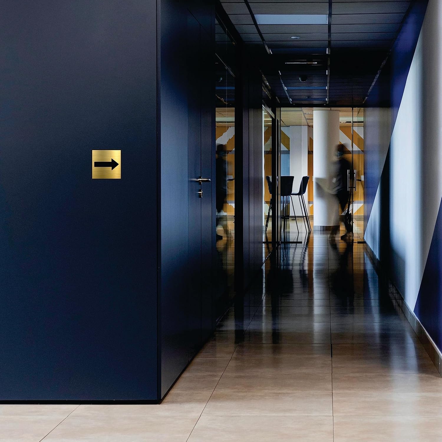 Premium Brushed Gold Finish Acrylic Direction Arrow Sign | Modern Wayfinding Signage