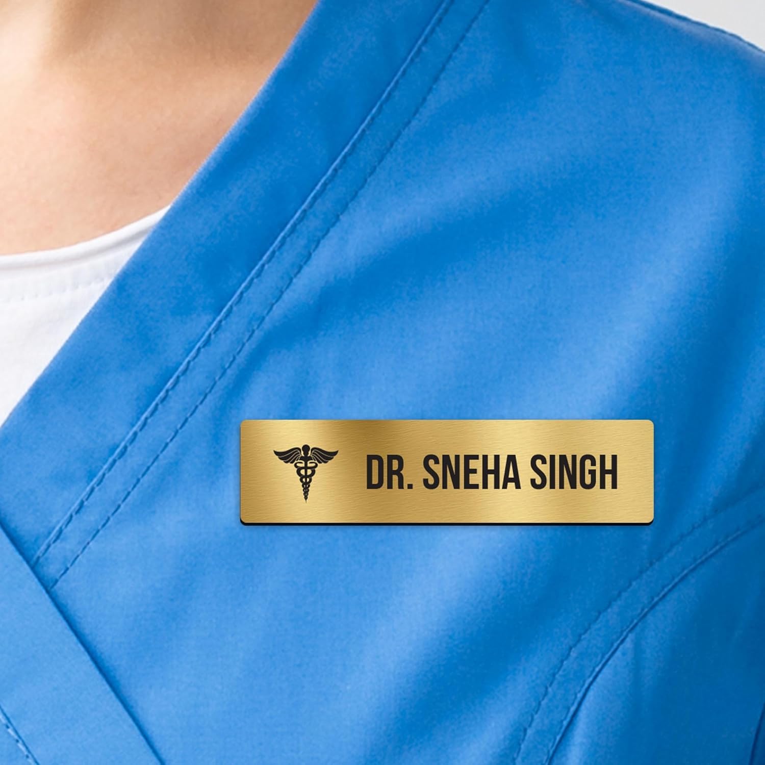 Premium Acrylic Name Badge with Brushed Silver Finish