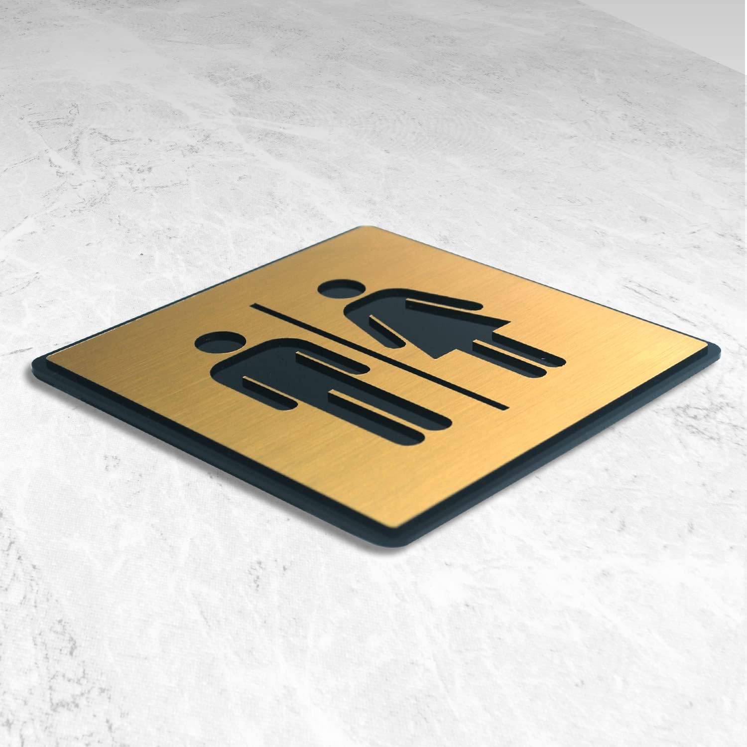 Premium Brushed Gold Finish Acrylic UNISEX Washroom Sign | 5.8 Inch