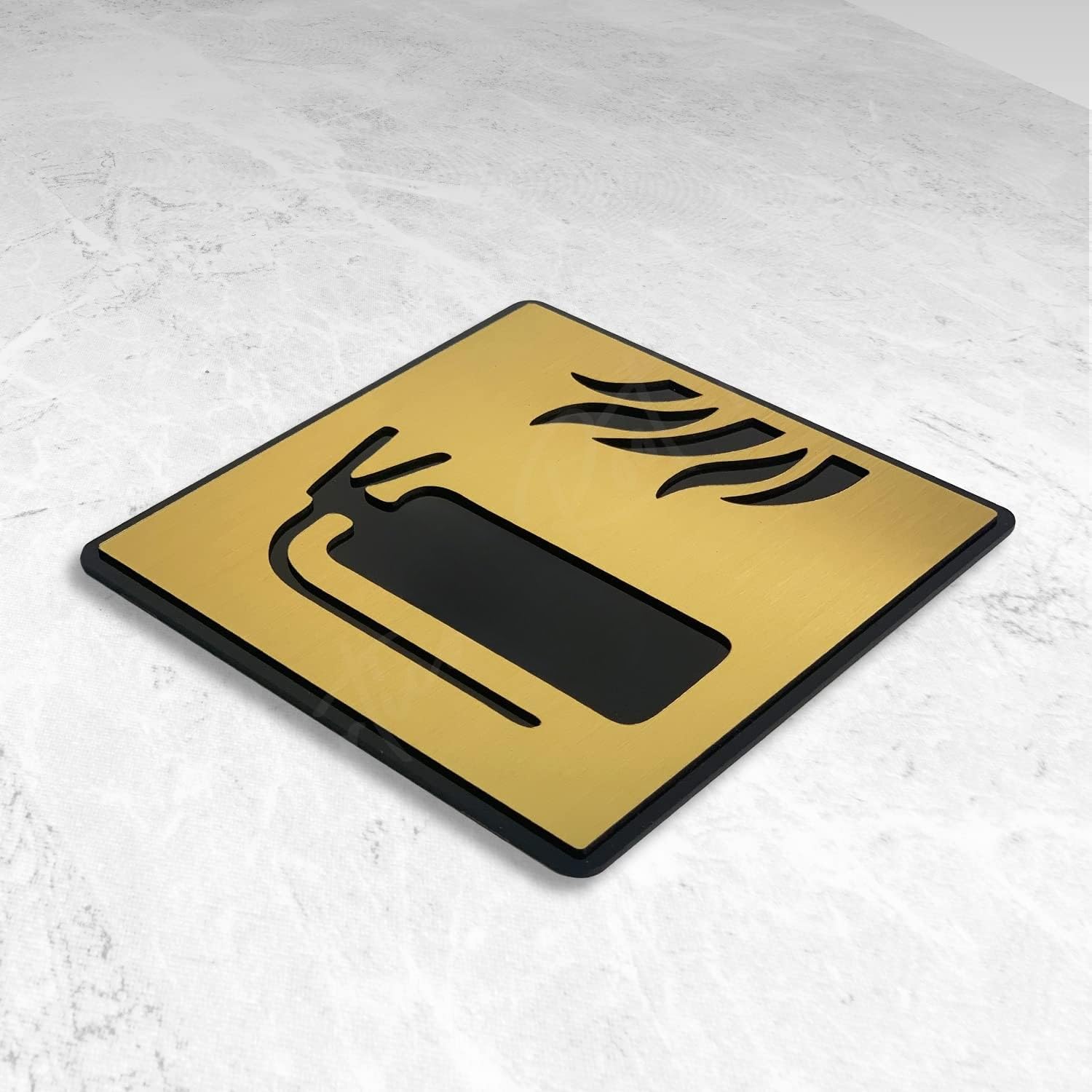 Premium Brushed Gold Finish Acrylic FIRE EXTINGUISHER Sign | Safety Signage