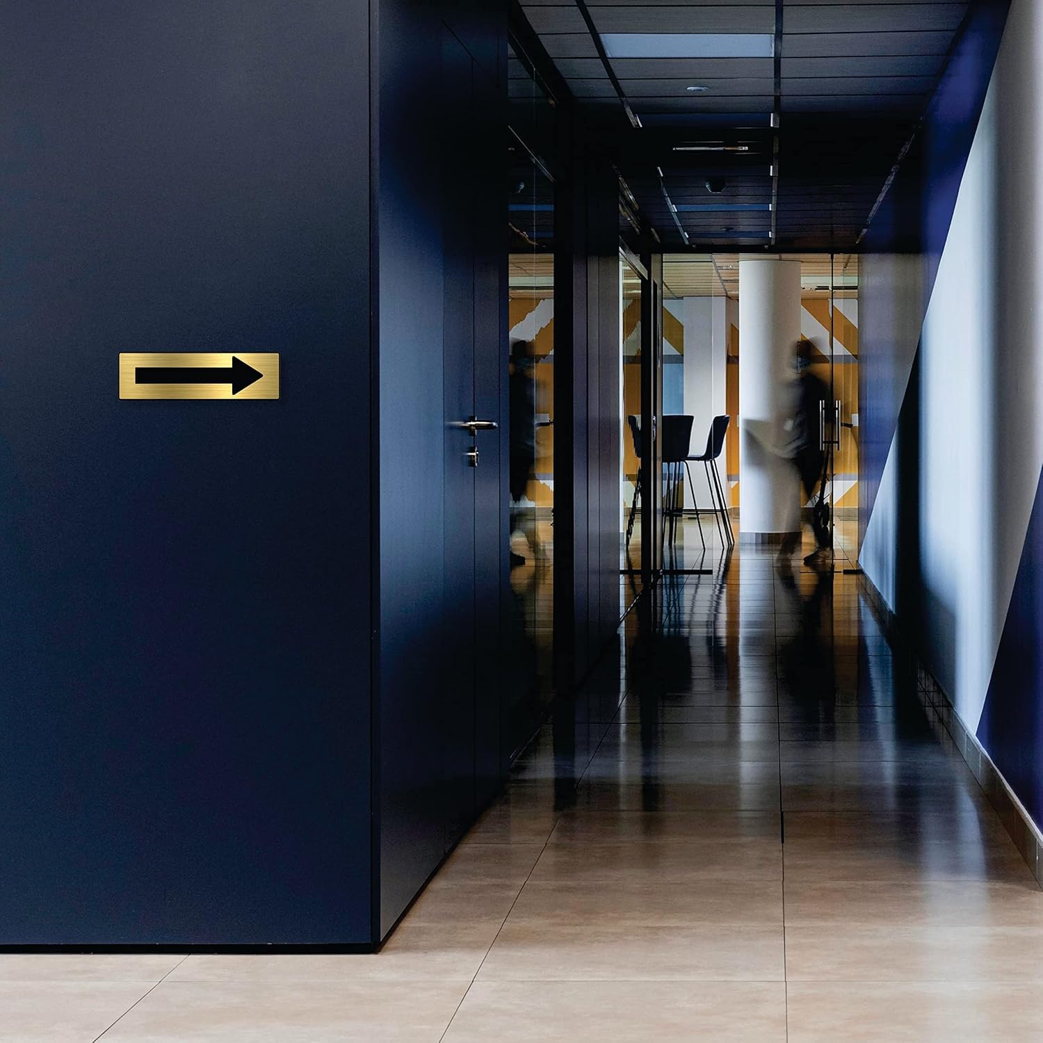 Black & Gold Arrow Direction Sign Board – 10 x 3 Inch Premium Wayfinding Sign