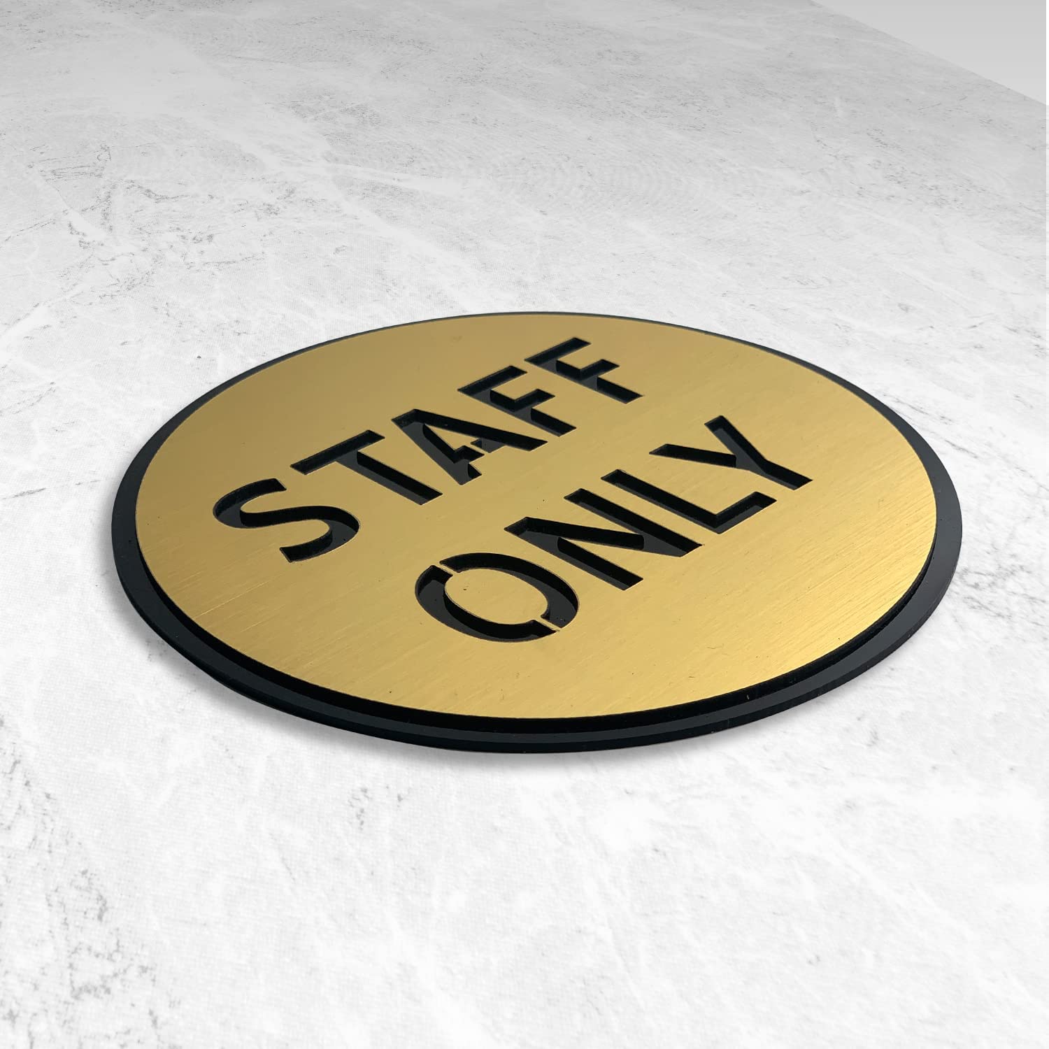 Brushed Gold Acrylic “STAFF ONLY” Sign Board – Premium Restricted Area Sign with 3M Adhesive | Professional Office & Commercial Signage