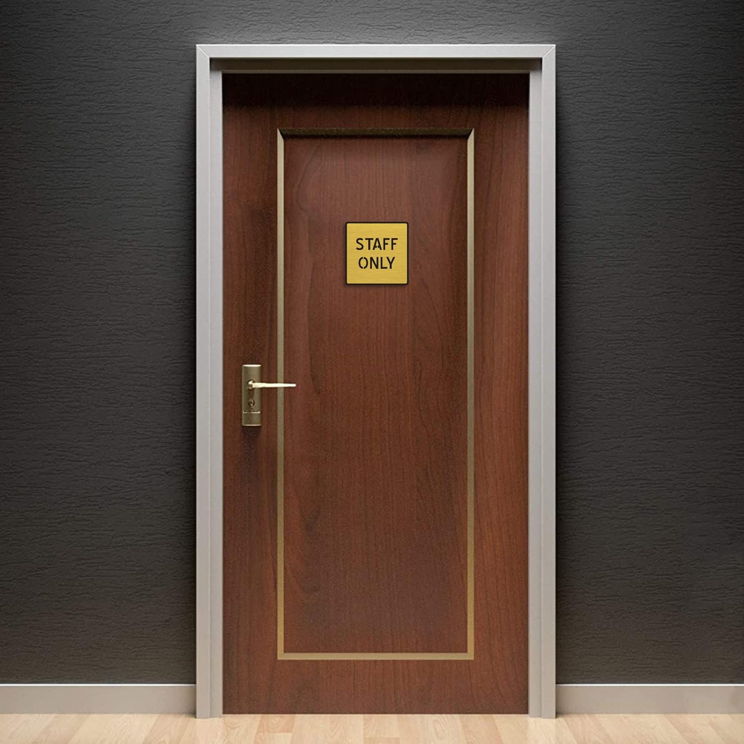 Brushed Gold STAFF ONLY Sign – Premium Acrylic Restricted Area Sign with 3M Self-Adhesive