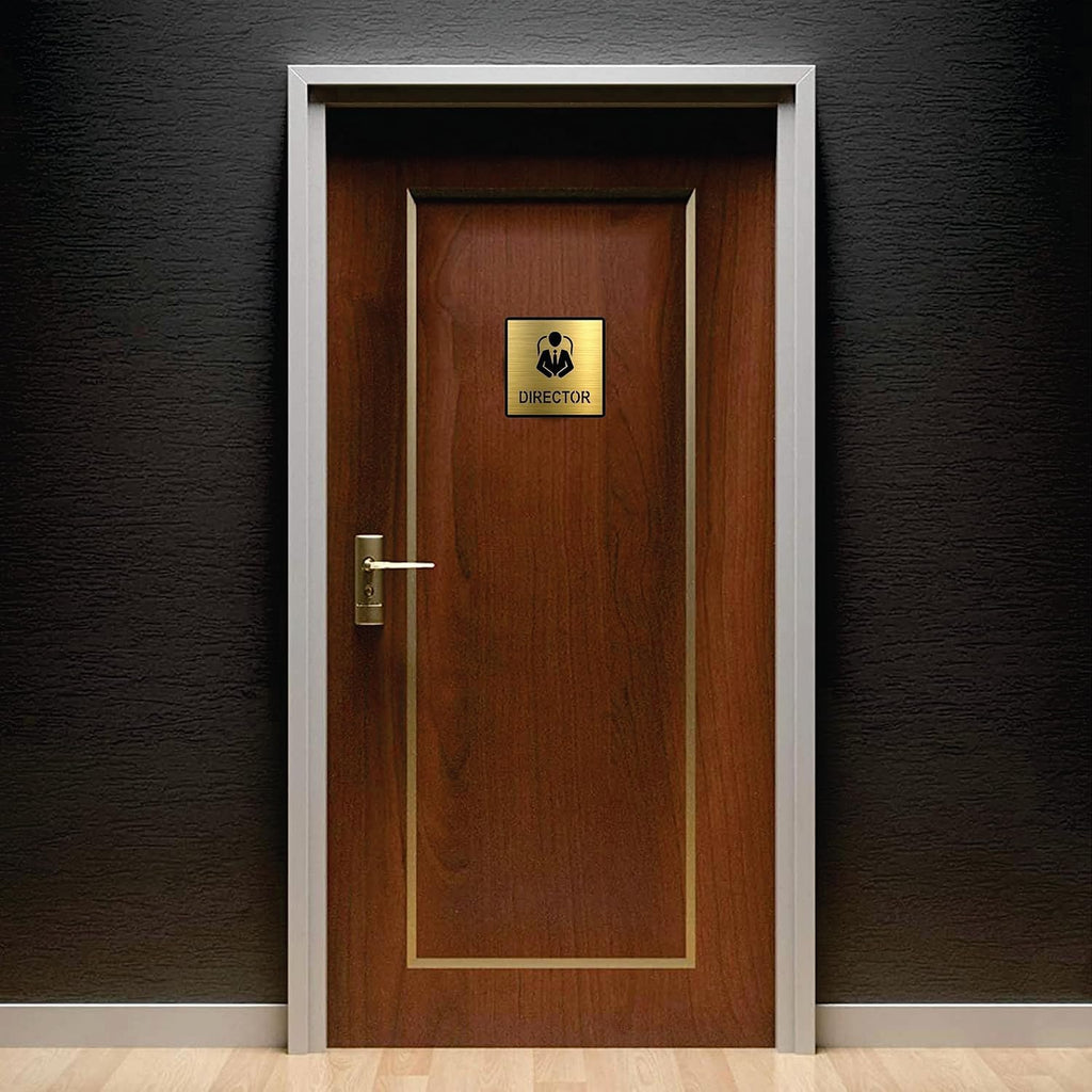 Premium Brushed Gold Finish Acrylic Unisex Washroom Sign | 5.8 Inch
