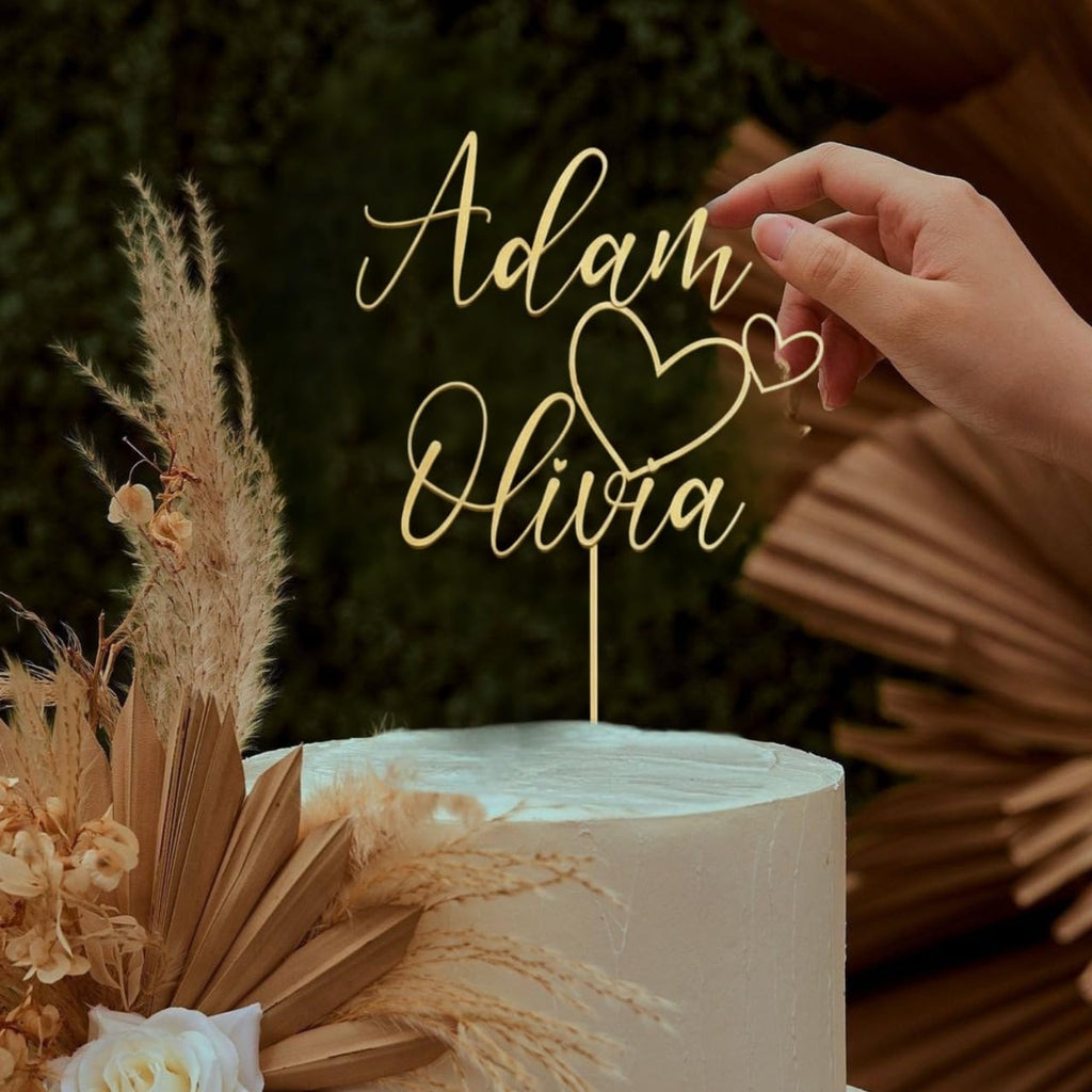 Custom Couples Cake Topper – Personalized Elegant Script Names