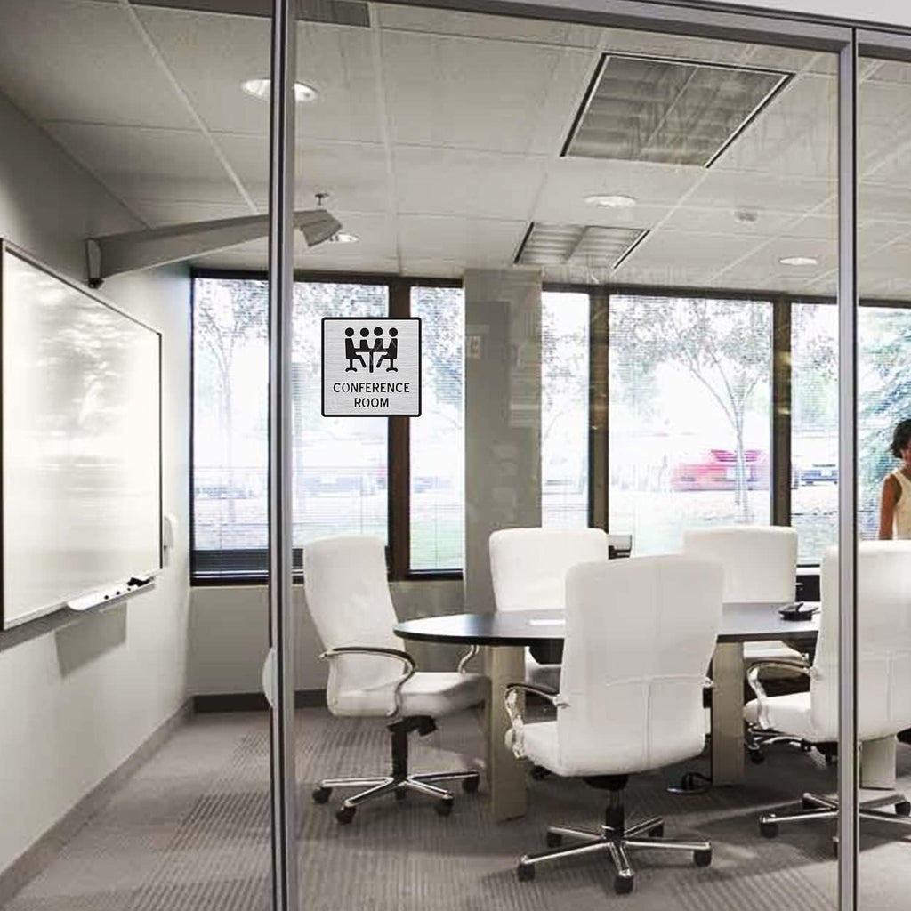 : Brushed Silver CONFERENCE ROOM Door Sign – Acrylic Room Identification Sign with 3M Self-Adhesive