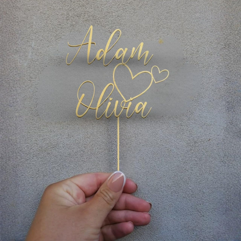 Custom Couples Cake Topper – Personalized Elegant Script Names