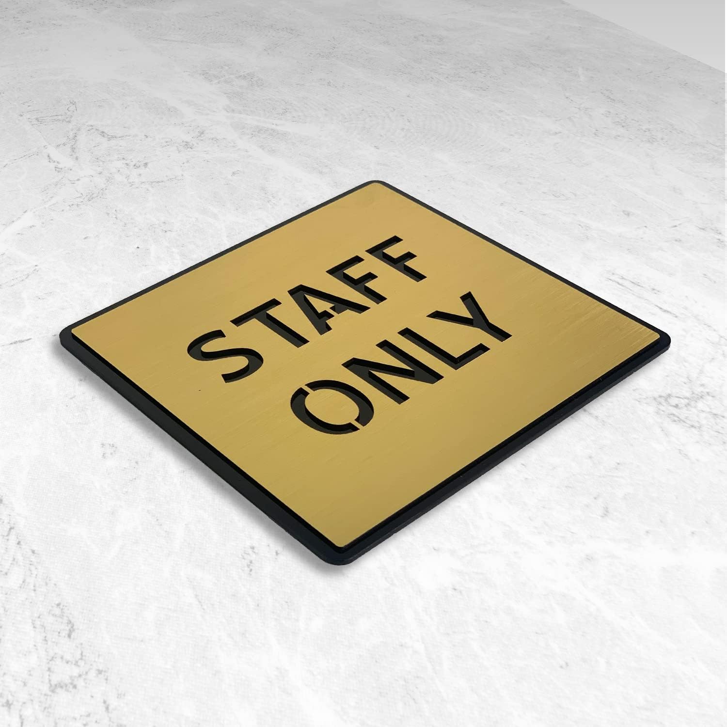Brushed Gold STAFF ONLY Sign – Premium Acrylic Restricted Area Sign with 3M Self-Adhesive